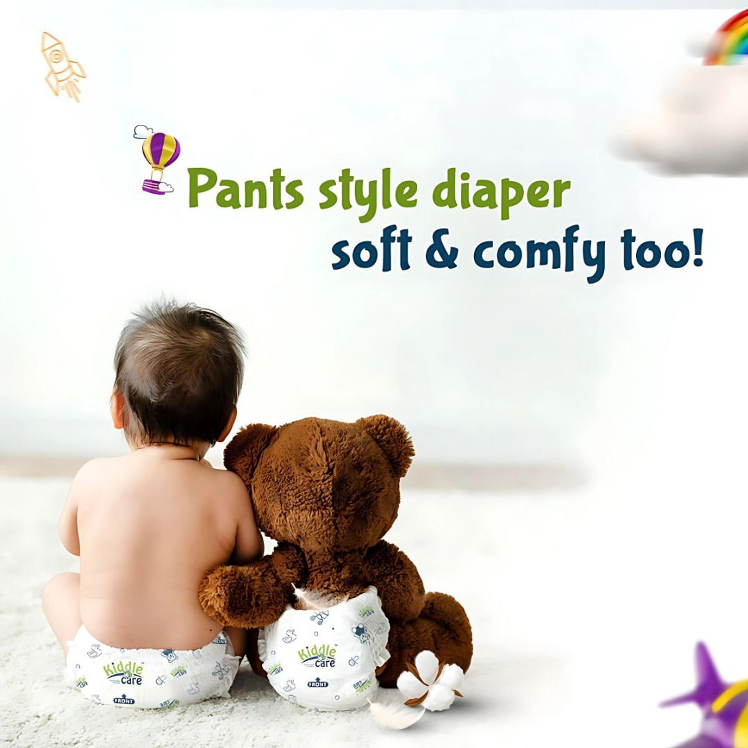 Image of Kiddle Care Easy Comfort Baby Diaper Pants | New Born /Extra Small (NB) | 2-5 Kg | Pack of 2 - New Born