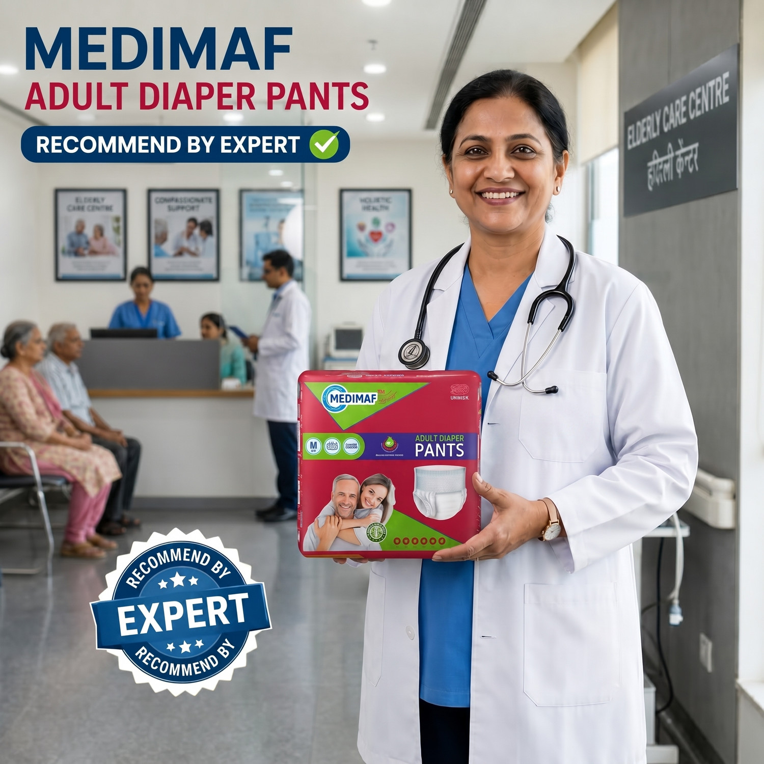 Image of MEDIMAF by MAFATLAL Adult Diapers Pants - 10 Count (Medium) Adult Diapers - M