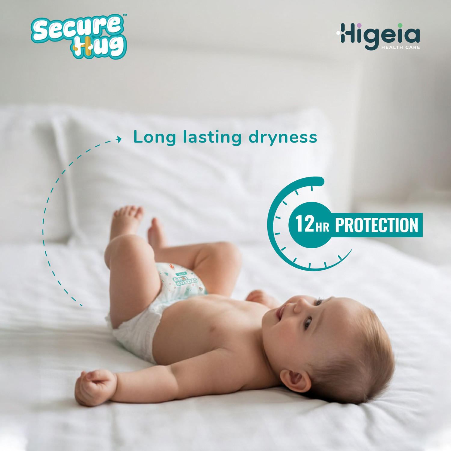 Image of Secure Hug Super Dry Baby Diaper Pants with 3 Layer Leakage Protection & High Absorbency Pant Diapers - L