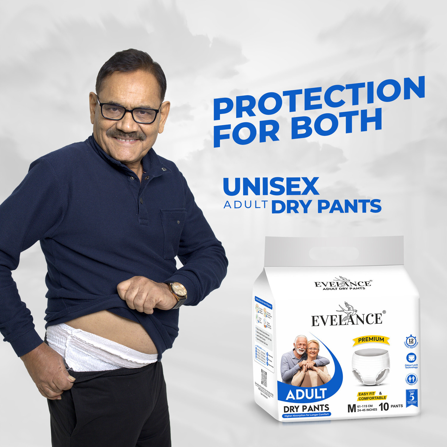 Image of EVELANCE Medium Adult Diaper Pants Premium | Waist Size (24-45 Inches) Adult Diapers - M