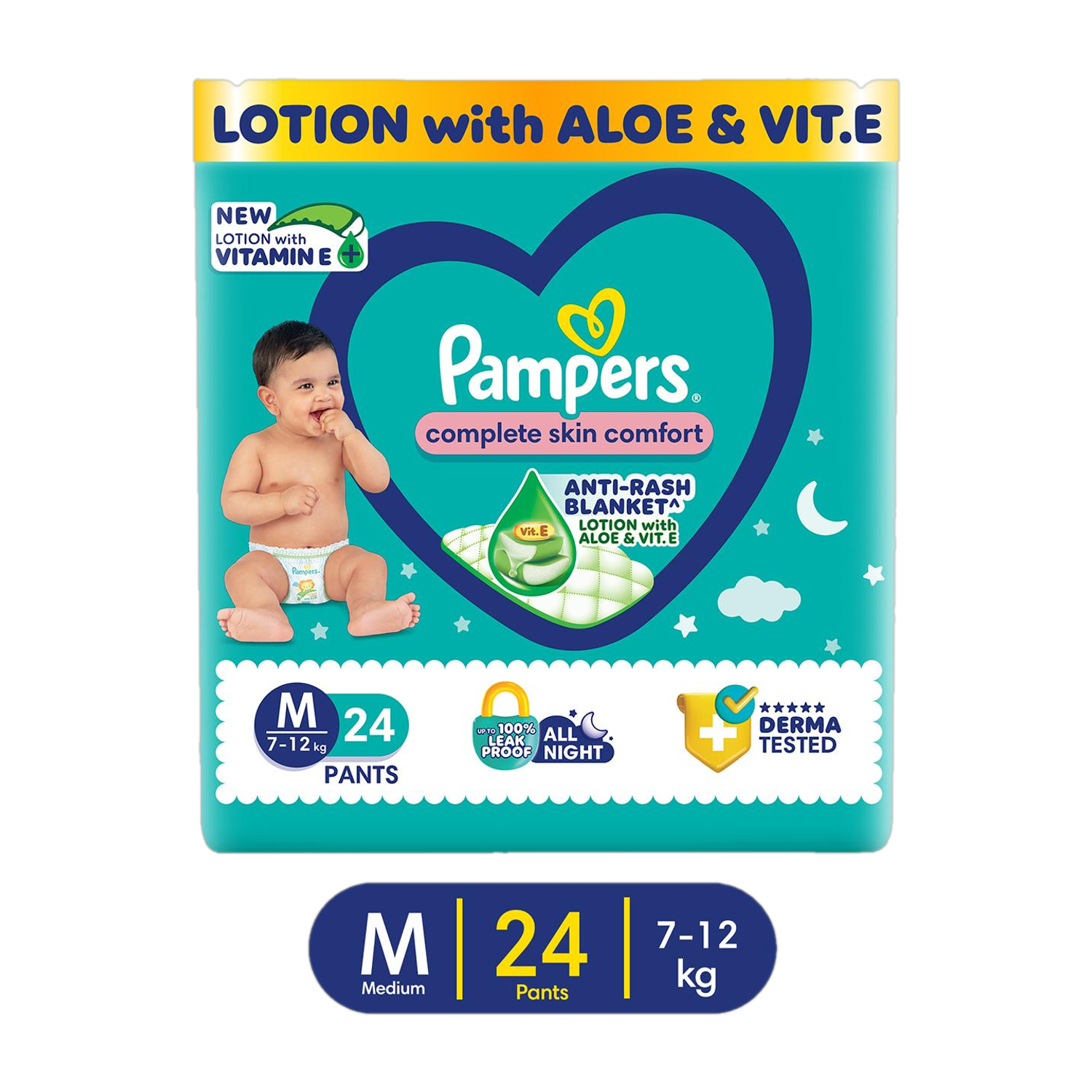 Image of Pampers Complete Skin Comfort with VitaminE & Aloe Vera Lotion Pant Diapers - M