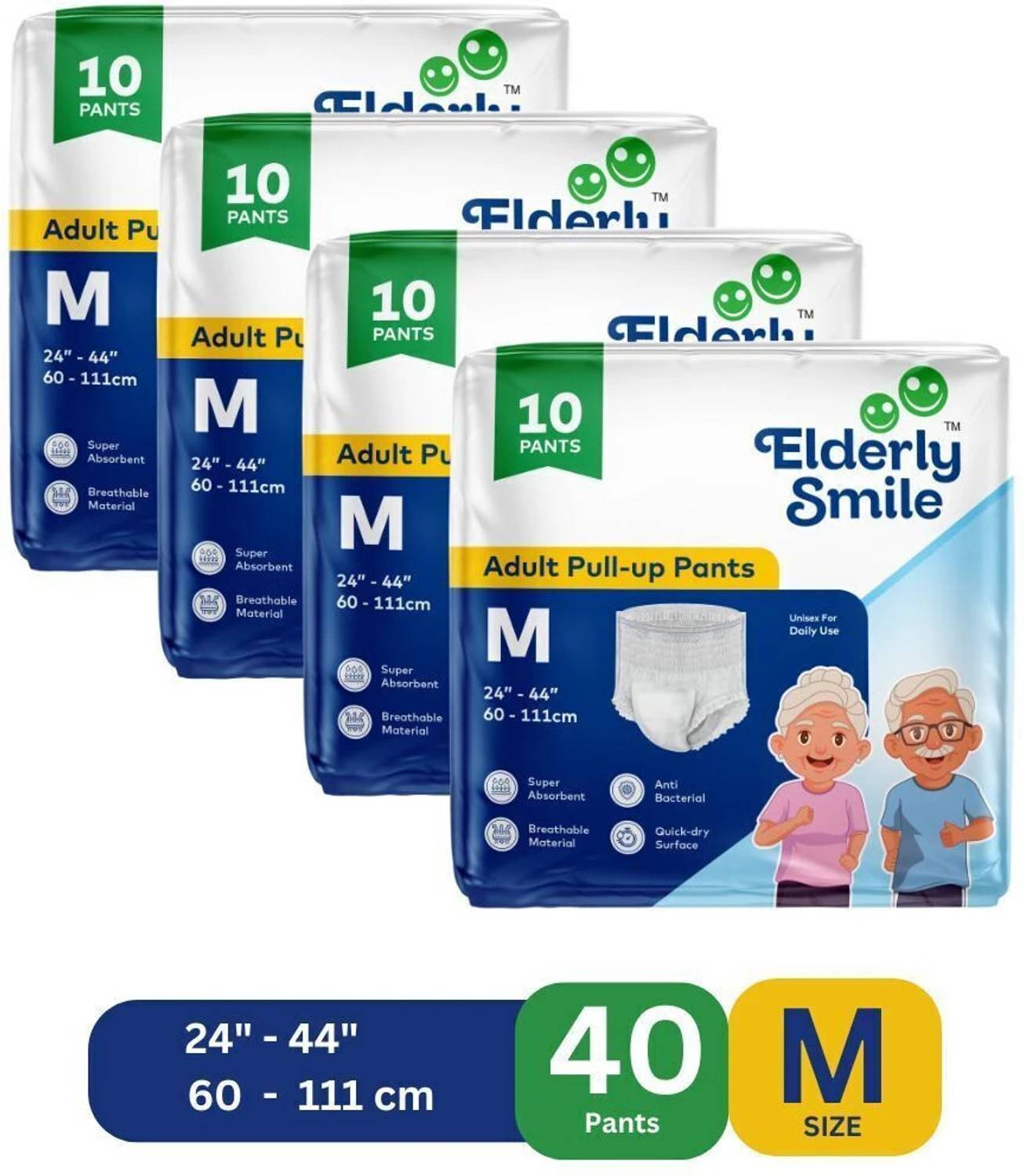 Elderly Smile Super Absorbent Pull Up Pants (Pack of 4)