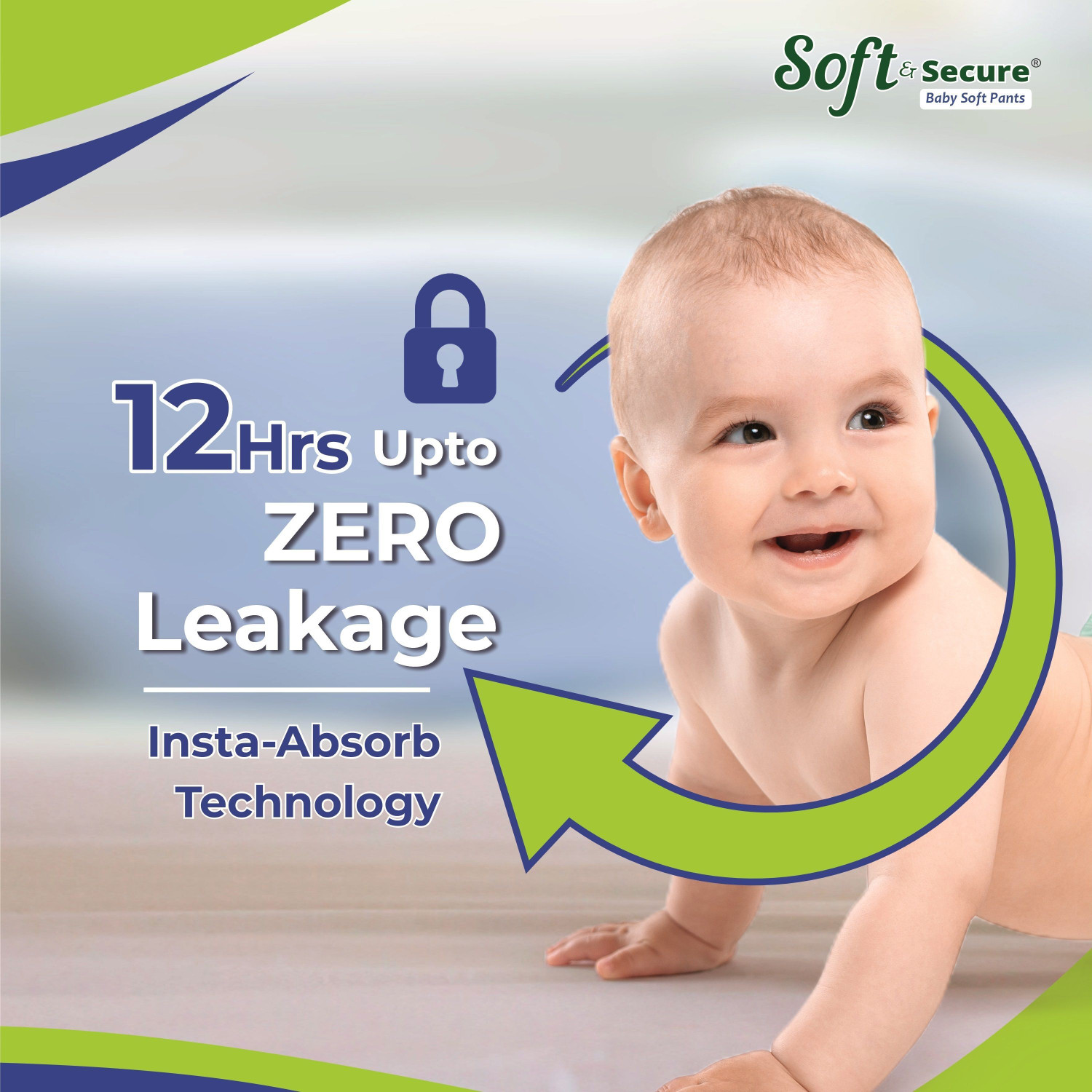Image of soft & secure Baby Diapers Advanced Leak Protection: Dual-lock core technology Pant Diapers - XL
