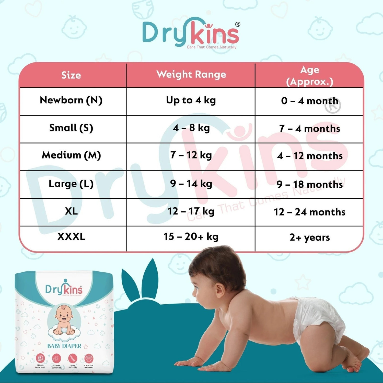 Image of Drykins premium soft baby diaper pants large size l 14 to 84 pieces pack leak defense Pant Diapers - L