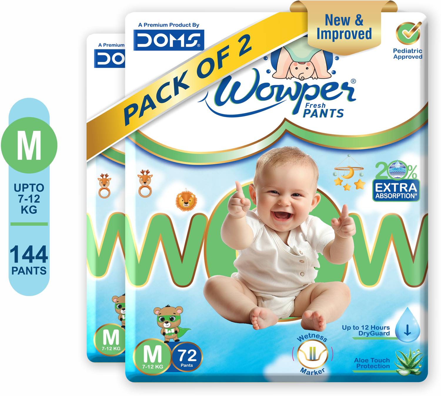 Wowper Baby Diaper Pants up to 12 hrs Absorption 7-12 Kg Su