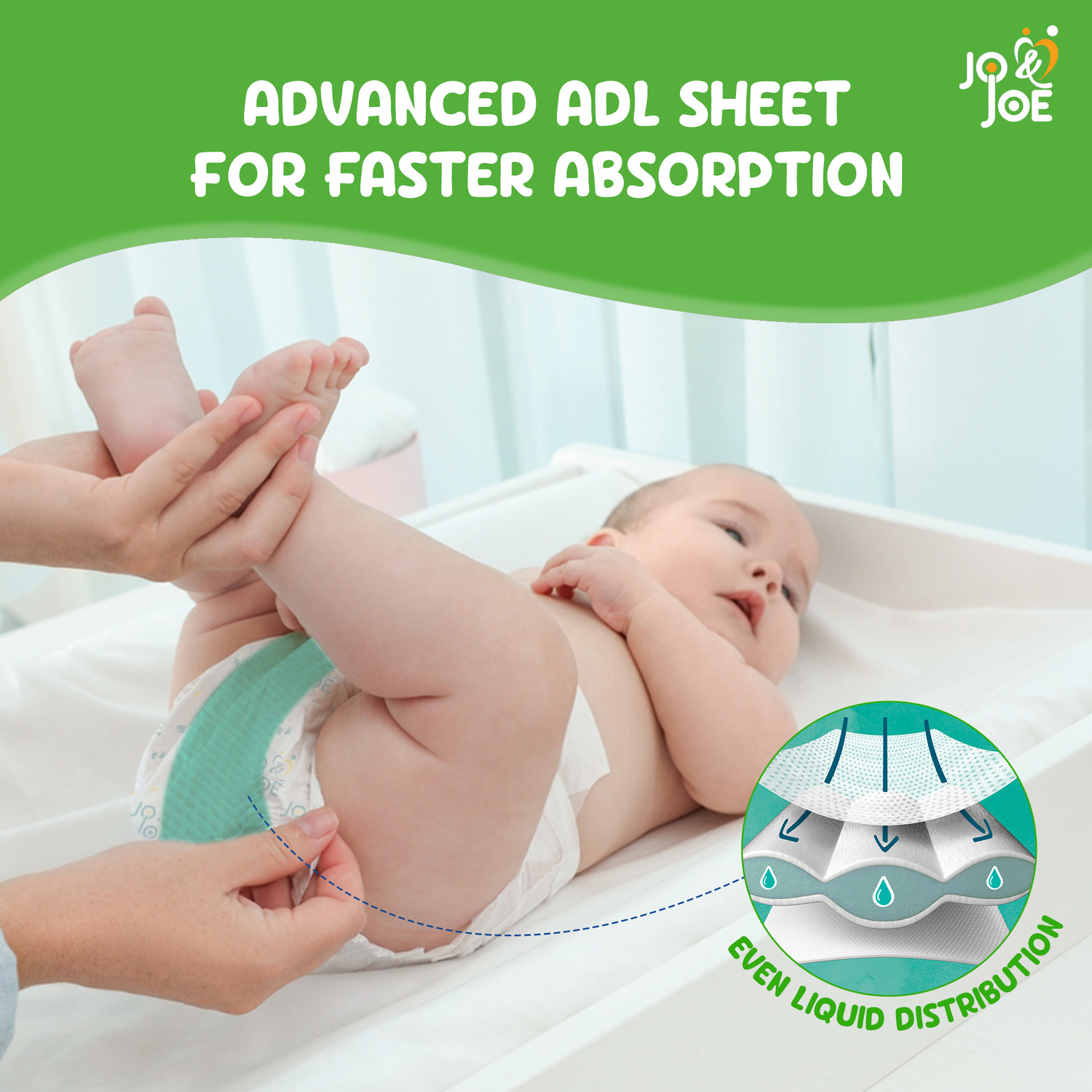 Image of Jo & Joe Baby Diaper Pants, 12hrs Absorption, ADL Technology, Large (9-14kg), Pack of 1 Pant Diapers - L