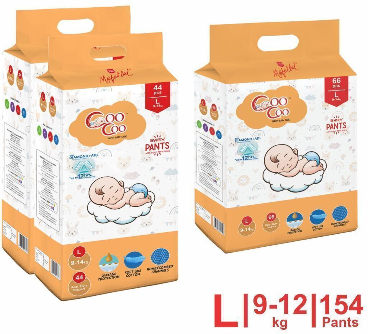 Image of Coo Coo Baby Pants Style Diaper Size Large Pant Diapers - L