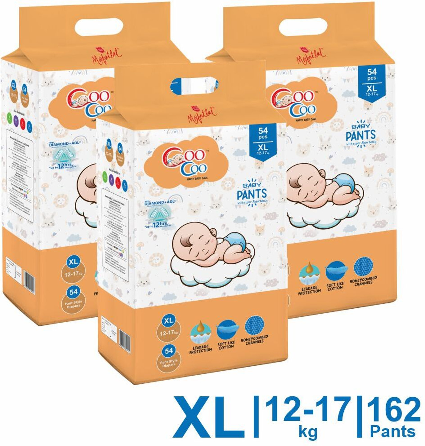 Image of Coo Coo Extra Dry Baby Pullup Diaper Pant Size X-Large-XL (162) Count upto 12-17 kg Pant Diapers - XL
