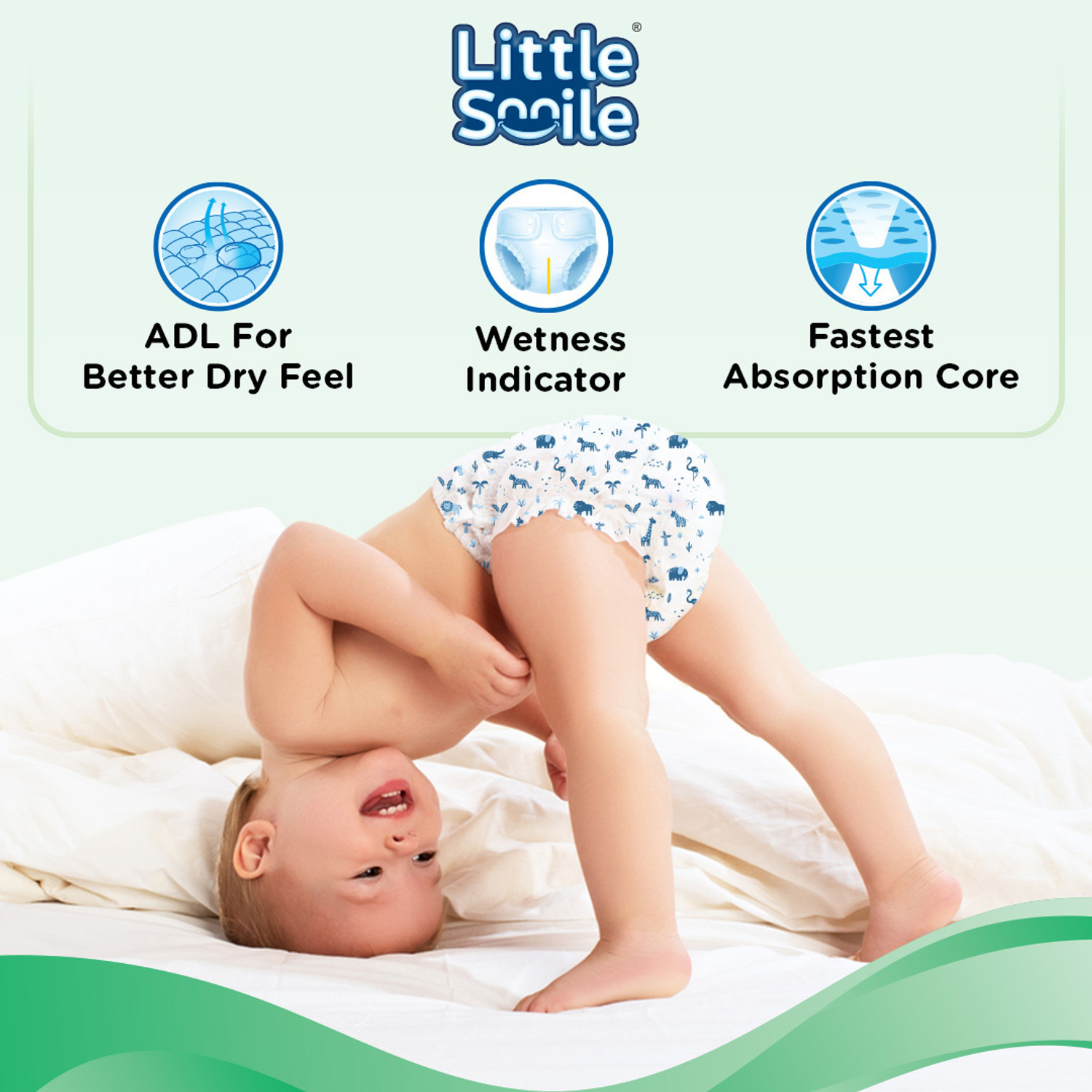 Image of Little Smile Baby Pants Extra Absorb Diapers -Extra Small -88 Pieces -Pack of 2 - XS