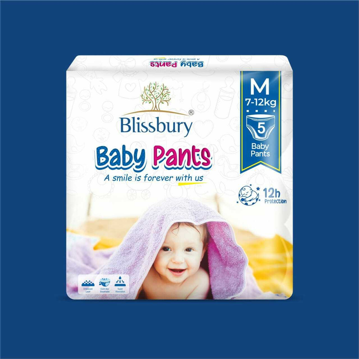 Image of Blissbury Extra Absorb Leakproof| Comfortable Elastic Waistband| Baby Pull-Up Diaper Pants Pant Diapers - M