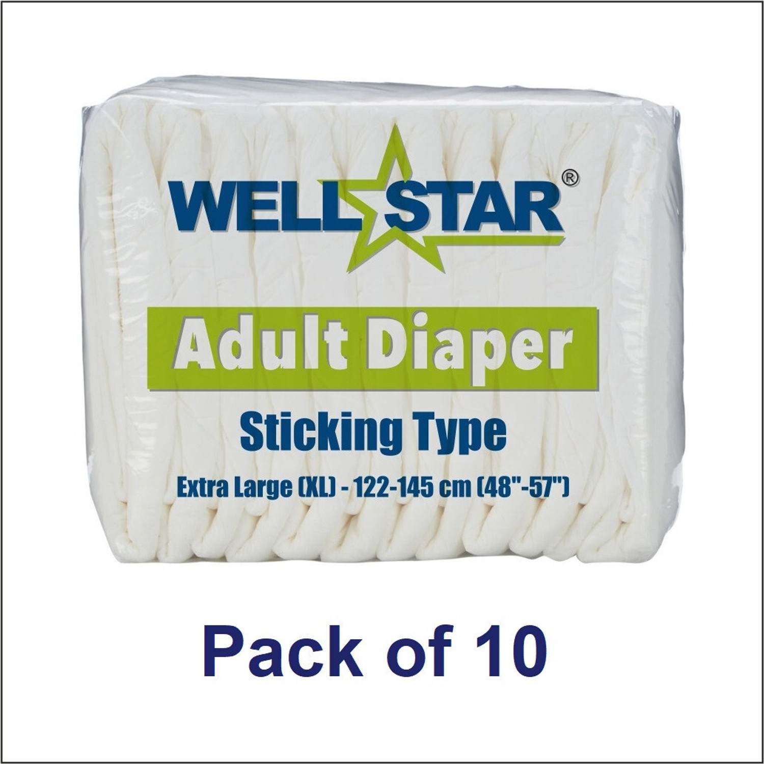 Image of Wellstar Adult Diapers (Extra Large) - Pack of 10 Pieces Adult Diapers - XL