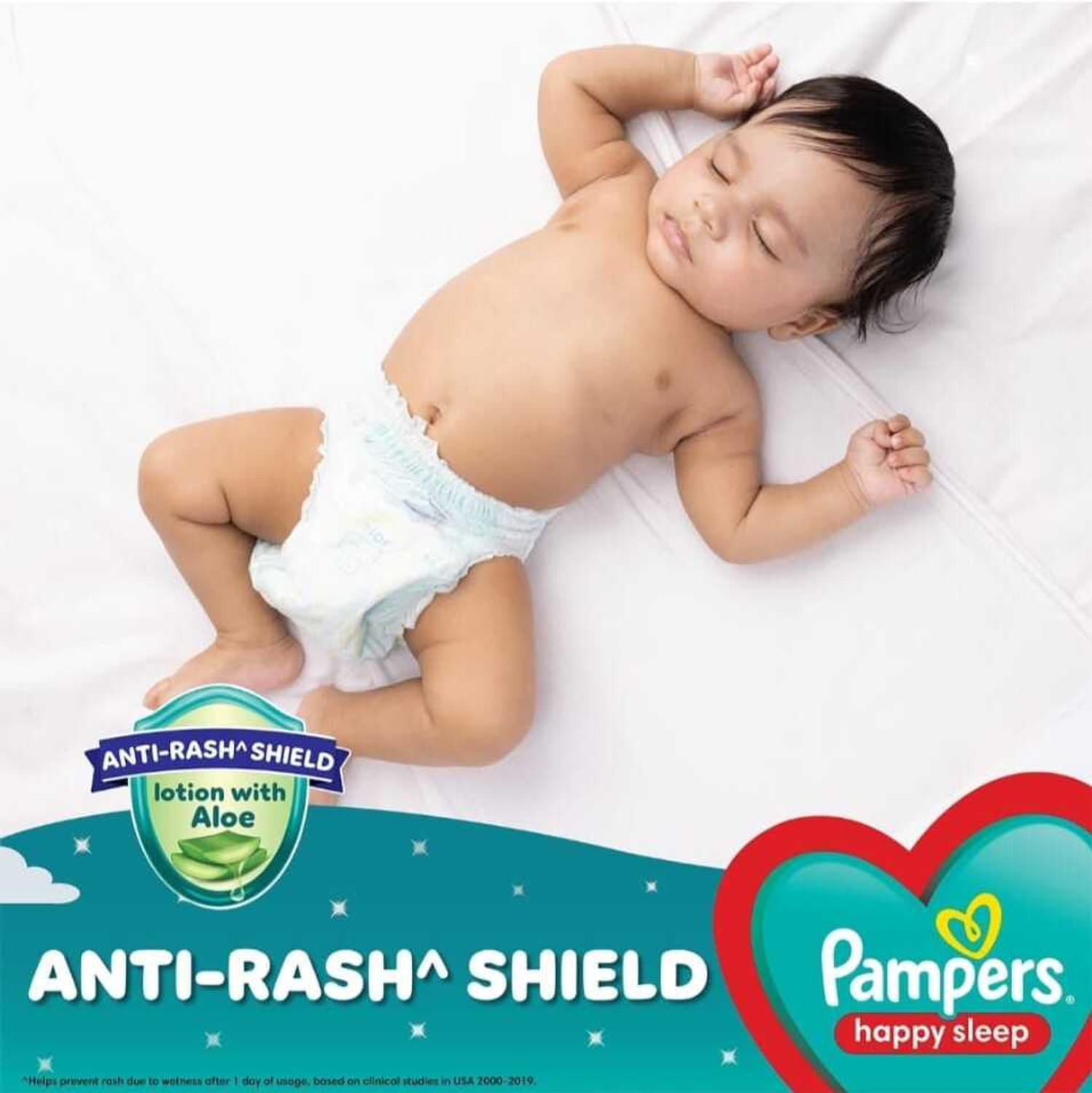Image of Pampers Happy Skin Pants with extra ANTI RASH LOTION with ALOE SMALL 60 Pant Diapers - S