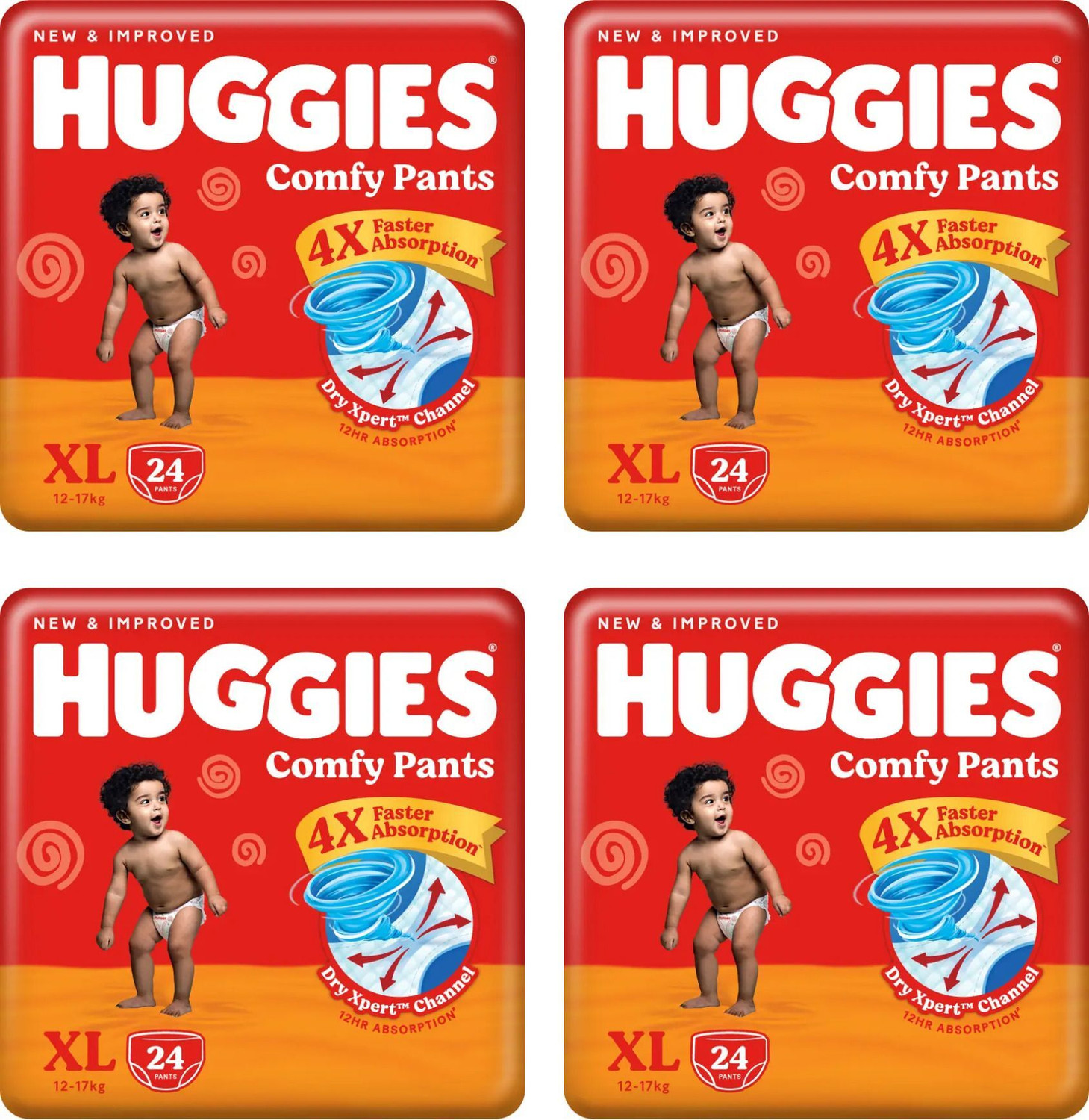 Image of Huggies Wonder Pants Extra Large (XL) Size Baby Diaper Pants XL-24 (PACK OF 4) - XL