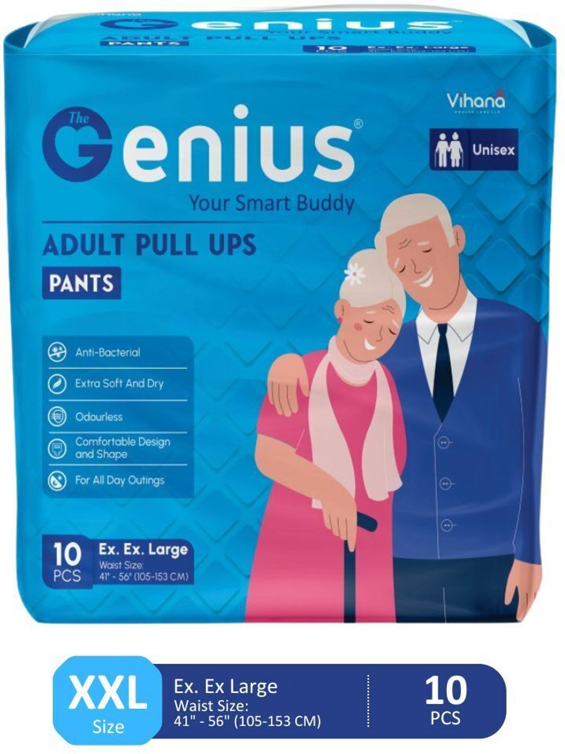 Image of thegenius Pant (41 inch-56 inch) Extra Soft for unisex Adult Diapers - XXL