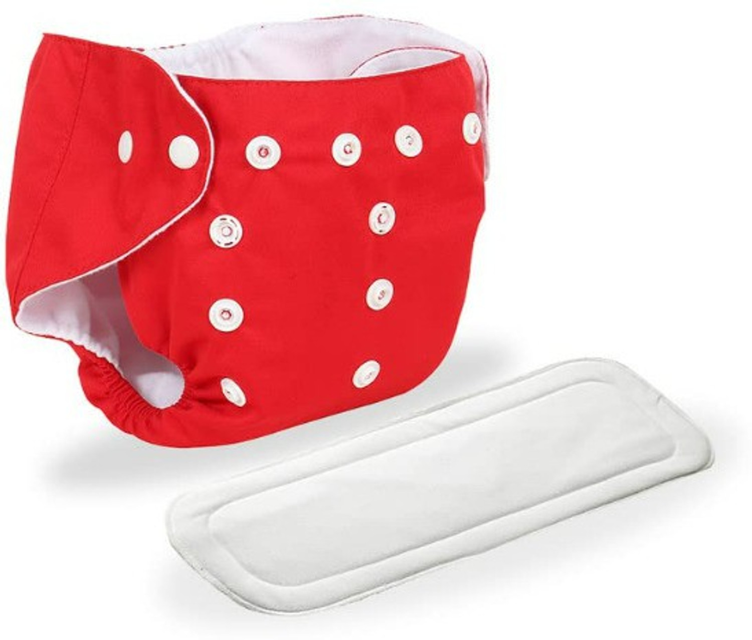 Image of ZIIFOX 100% Cloth Diaper for Babies (0-3 years) with White Insert Pads Reuseable(Red) Pant Diapers - S - M