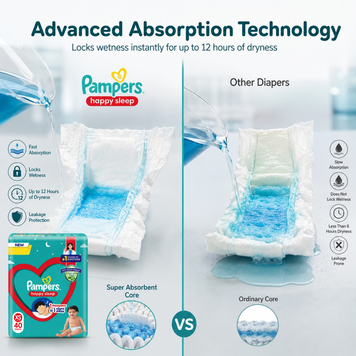 Image of Pampers Pampers Happy Sleep XS 40 Pants Pant Diapers - XS