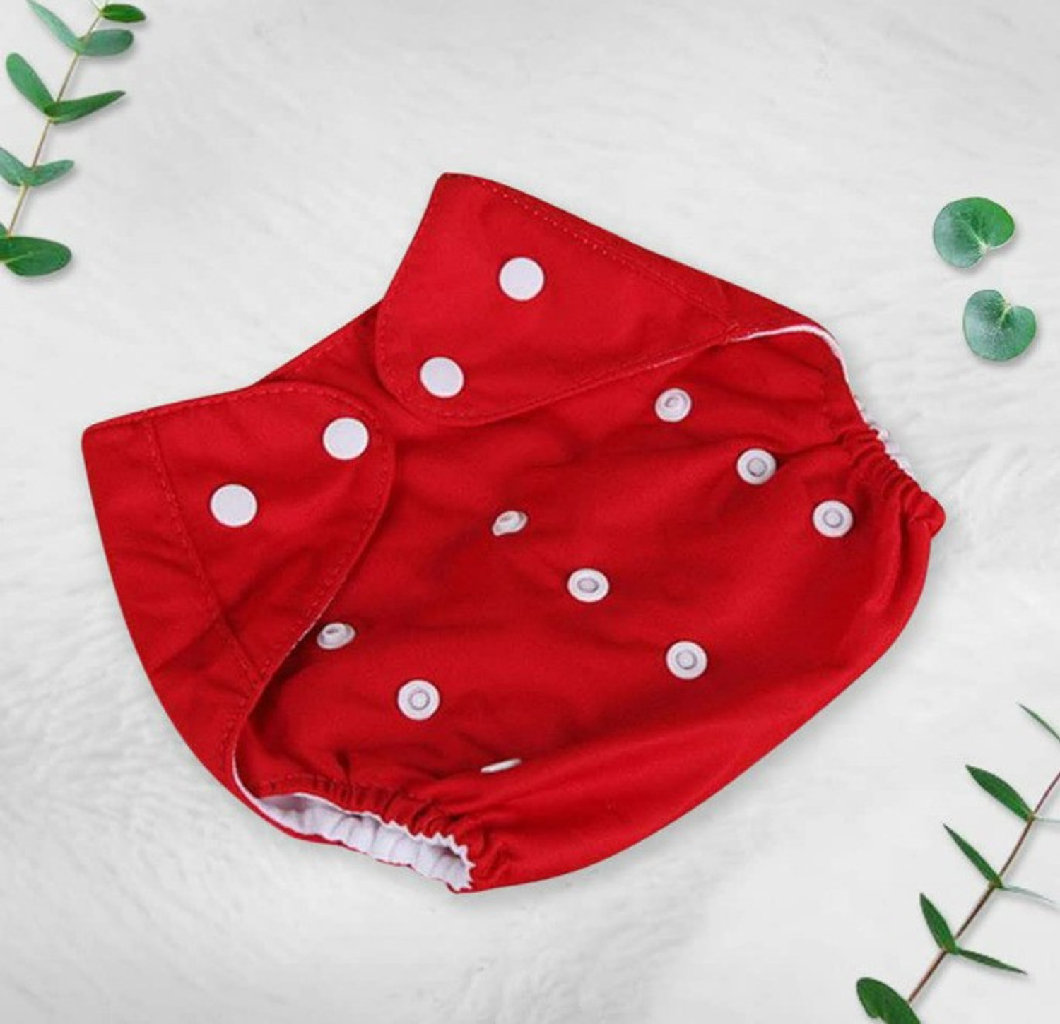 Image of ZIIFOX 100% Cloth Diaper for Babies (0-3 years) with White Insert Pads Reuseable(Red) Pant Diapers - S - M