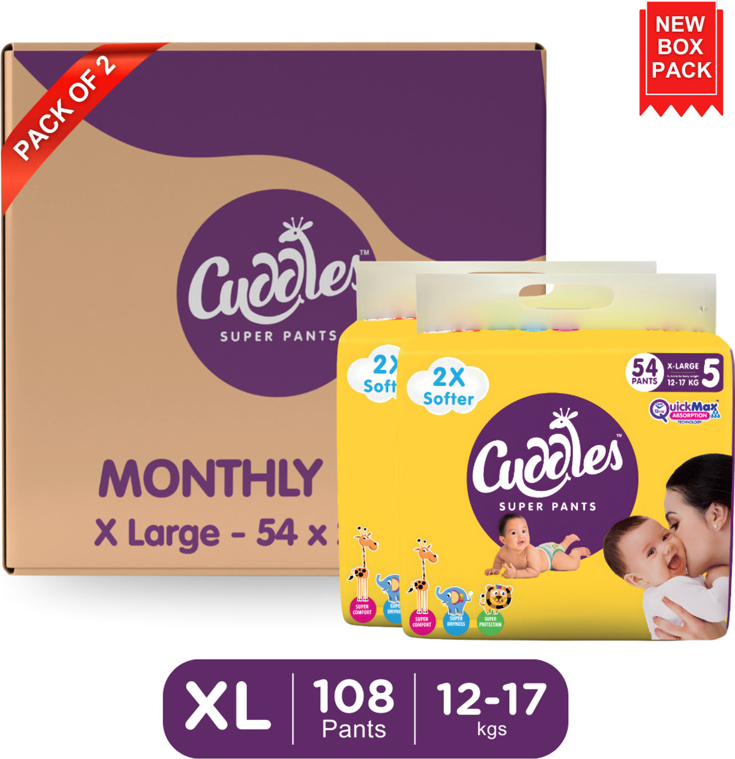 Image of Cuddles - Super Pants Baby Diaper 2X Softer Super Dry Comfort Quick Max Absorption Upto 12 Hrs - XL
