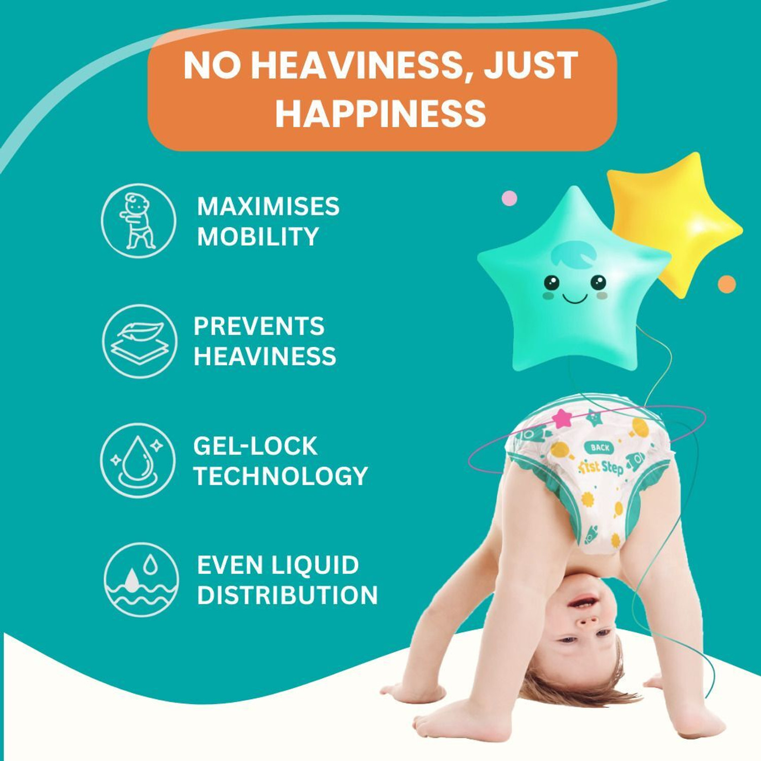 Image of 1st Step Play Pant Style Diaper With 3D Leak Guard & ADL Technology Pant Diapers - S
