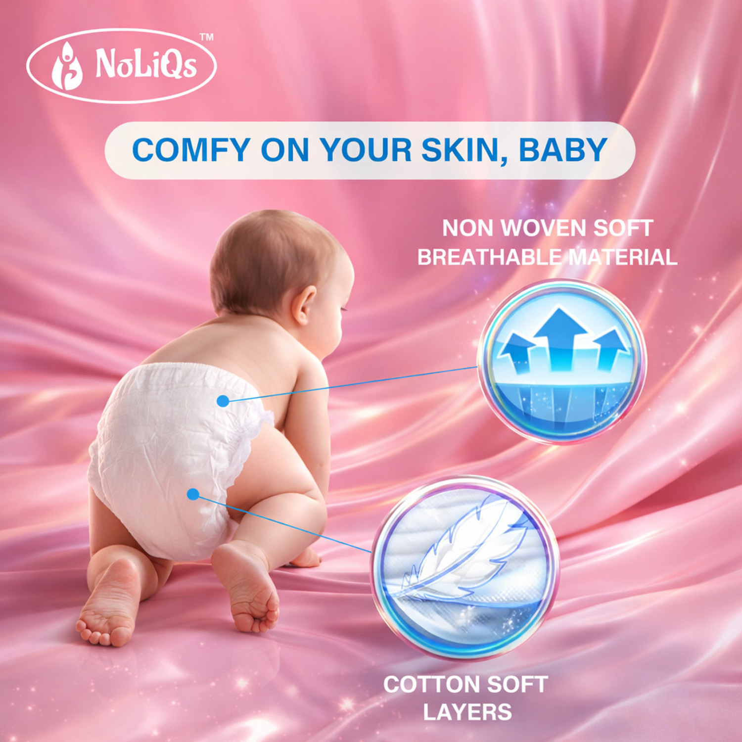 Image of noliqs Easy Dry Feel Baby Diaper Pants with 10 hrs absorption | Large Pant Diapers - L