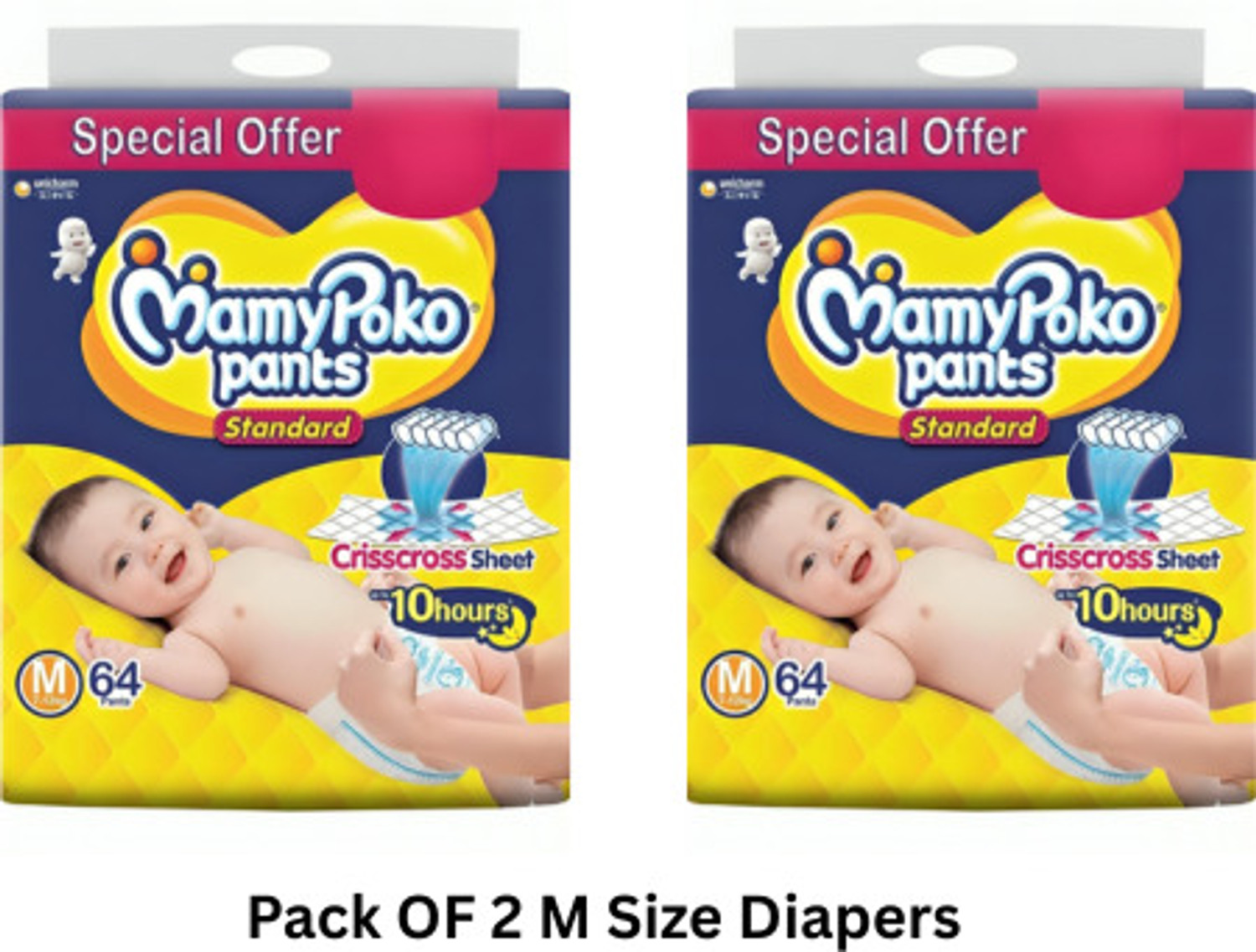 Image of MamyPoko Pants Standard Diaper With Crisscross Absorption Medium Size Pant Diapers - M