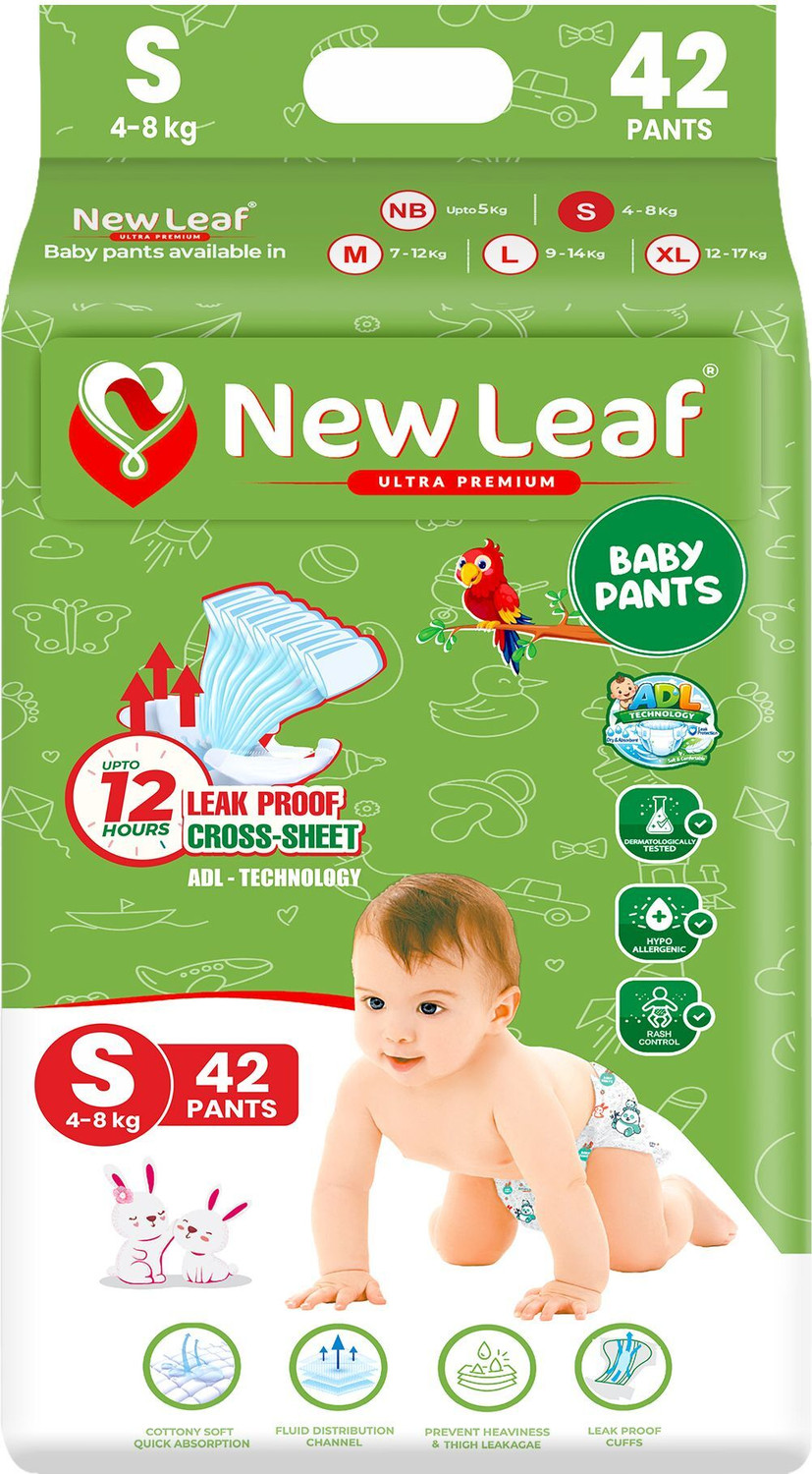 Image of Newleaf Baby Diaper Pants 12hrs Absorption, ADL Techno, Small (5-8kg), Jumbo Pack of 1 Pant Diapers - S