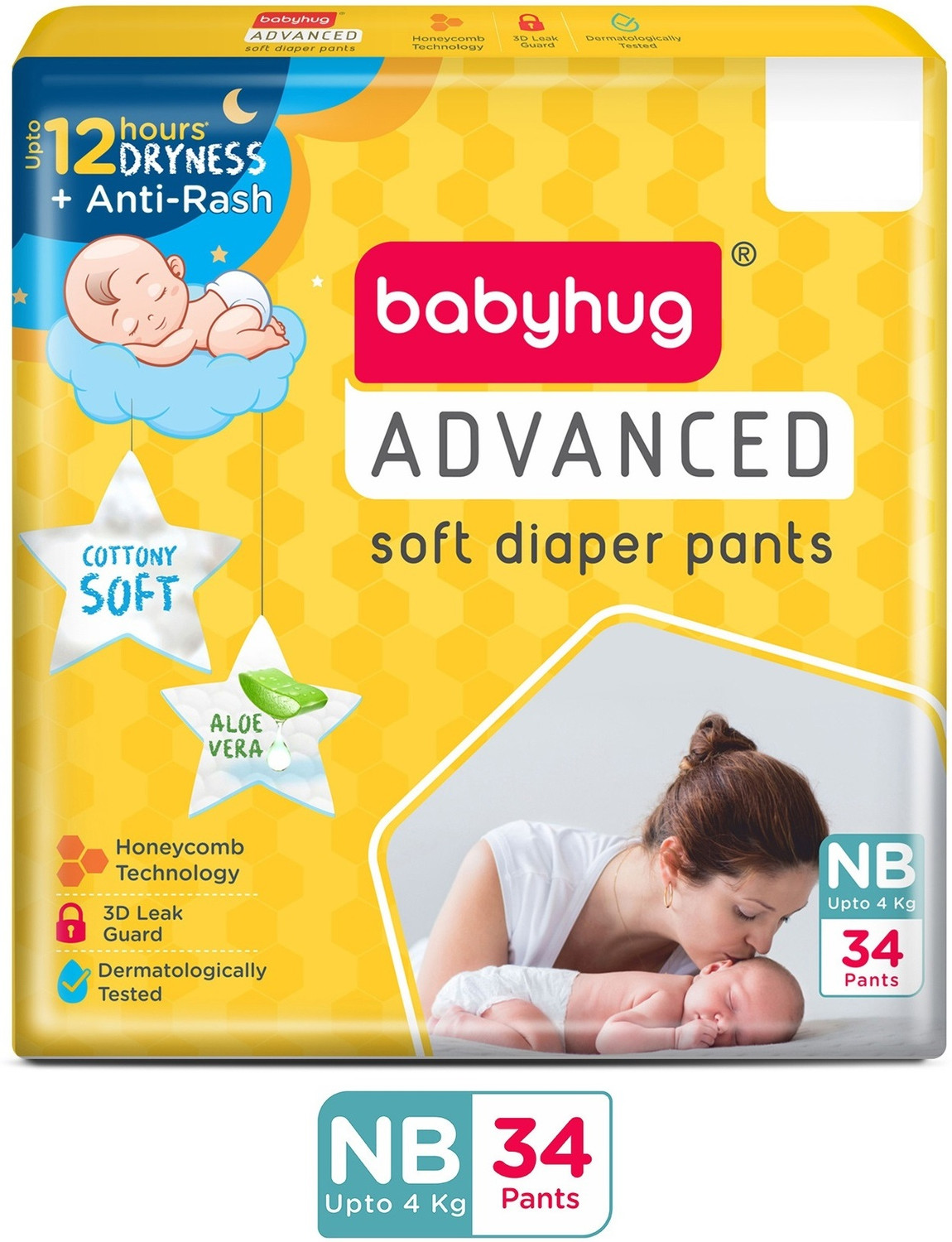 Image of babyhug Advanced Pant Style Diaper New Born (NB) NB-34 Pant Diapers - New Born (34 Pieces)