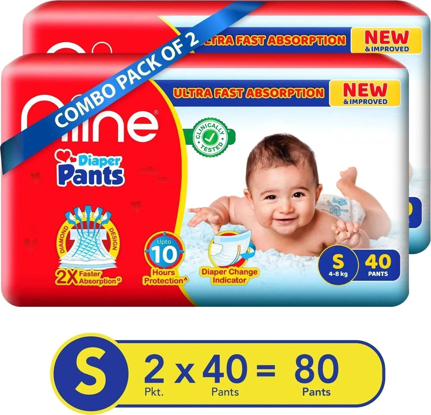 Image of niine Cottony Soft Baby Diaper Pants with Change Indicator for Overnight Protection Pant Diapers - S