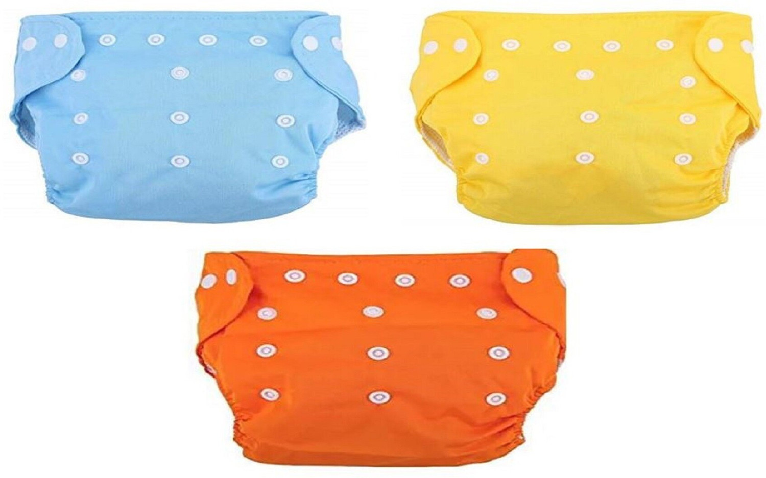 Image of TINNY TOTS Premium Quality Pack of 3 Pocket Button Style Baby Reusable Cloth Diaper Nappies (Without Inserts) Washable Quick-Dry Adjustable All-In-One Diapers Wetfree Fashionable Trendy For New Borns /Toddlers /Infants /New Borns(0-14 Months,;BYO Pant Diapers - S