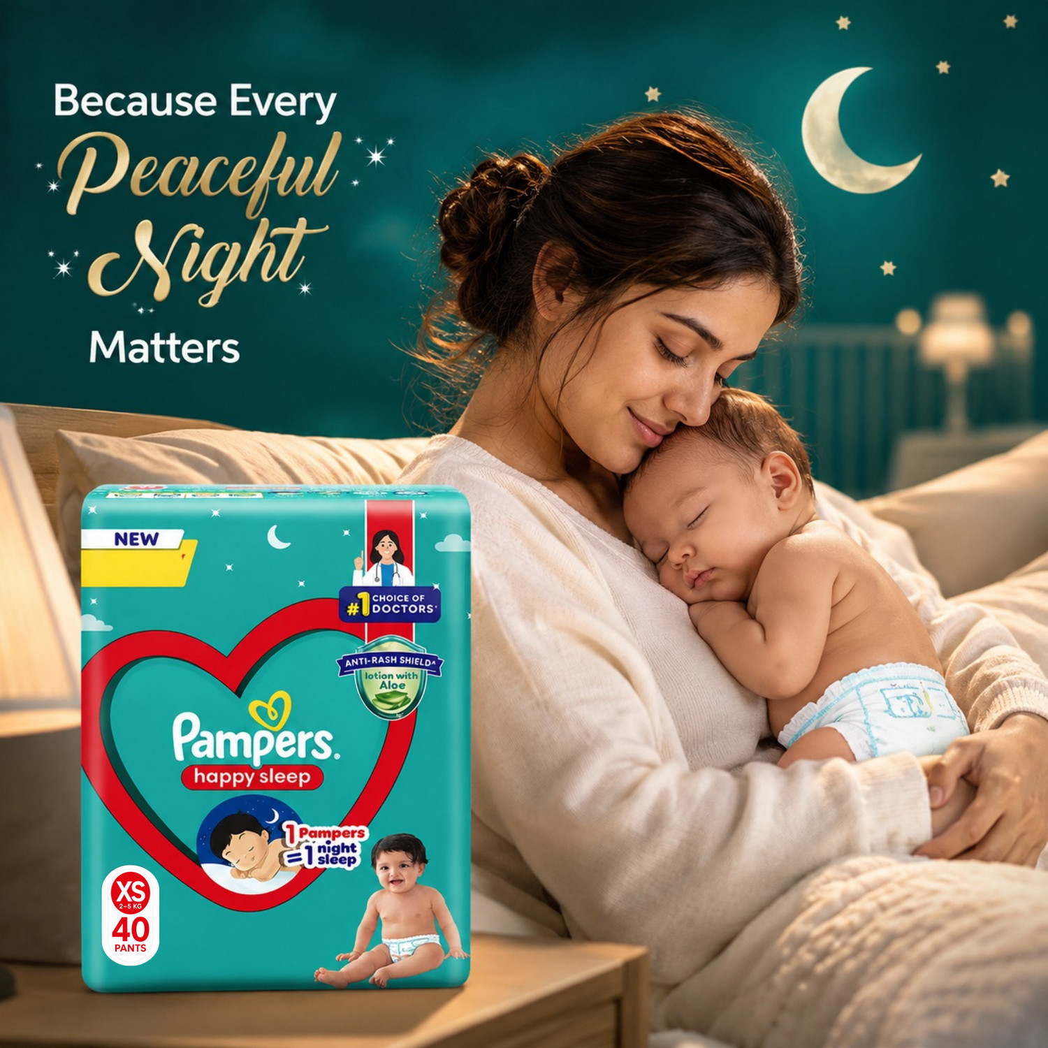 Image of Pampers Pampers Happy Sleep XS 40 Pants Pant Diapers - XS