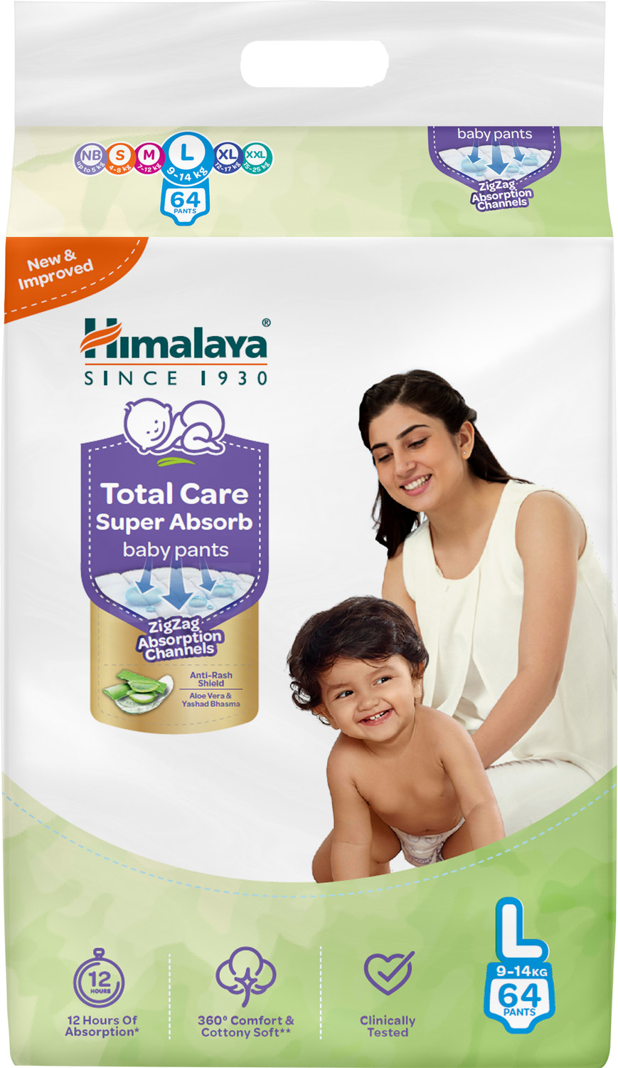Image of HIMALAYA Total Care Super Absorb Baby Pants Diaper Pant Diapers - L (64 Pieces)