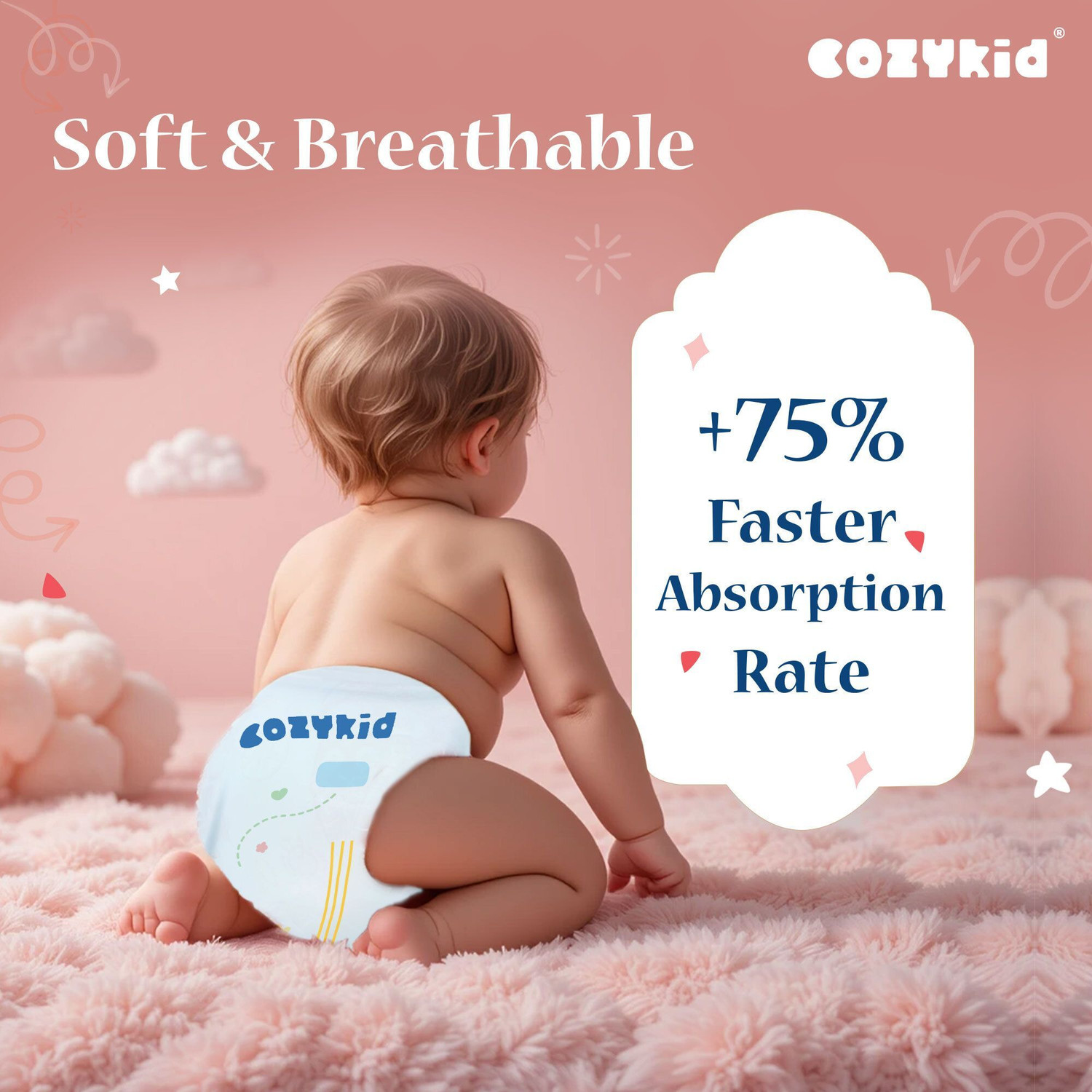 Image of COZYKID Comfort Dry Pull-Up Diaper Pants | 12-Hour Leak Guard & Soothing Rash Protection Pant Diapers - S