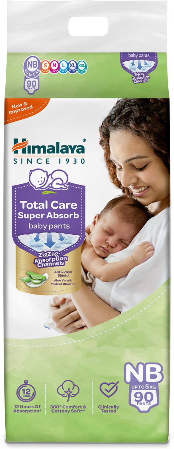 Image of HIMALAYA Total Care Super Absorb Baby Pants Diaper Pant Diapers - XS (90 Pieces)