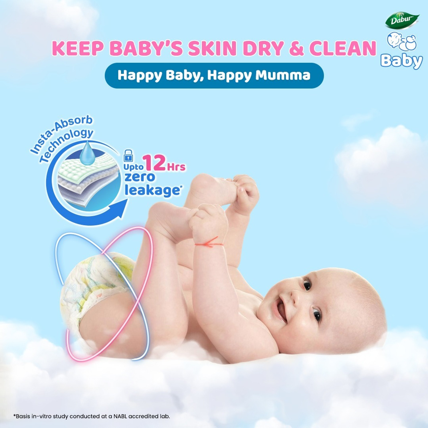 Image of Dabur Baby Super Pants | Diaper Infused with Aloe Vera, Shea Butter & Vitamin E | Insta-Absorb Technology - M