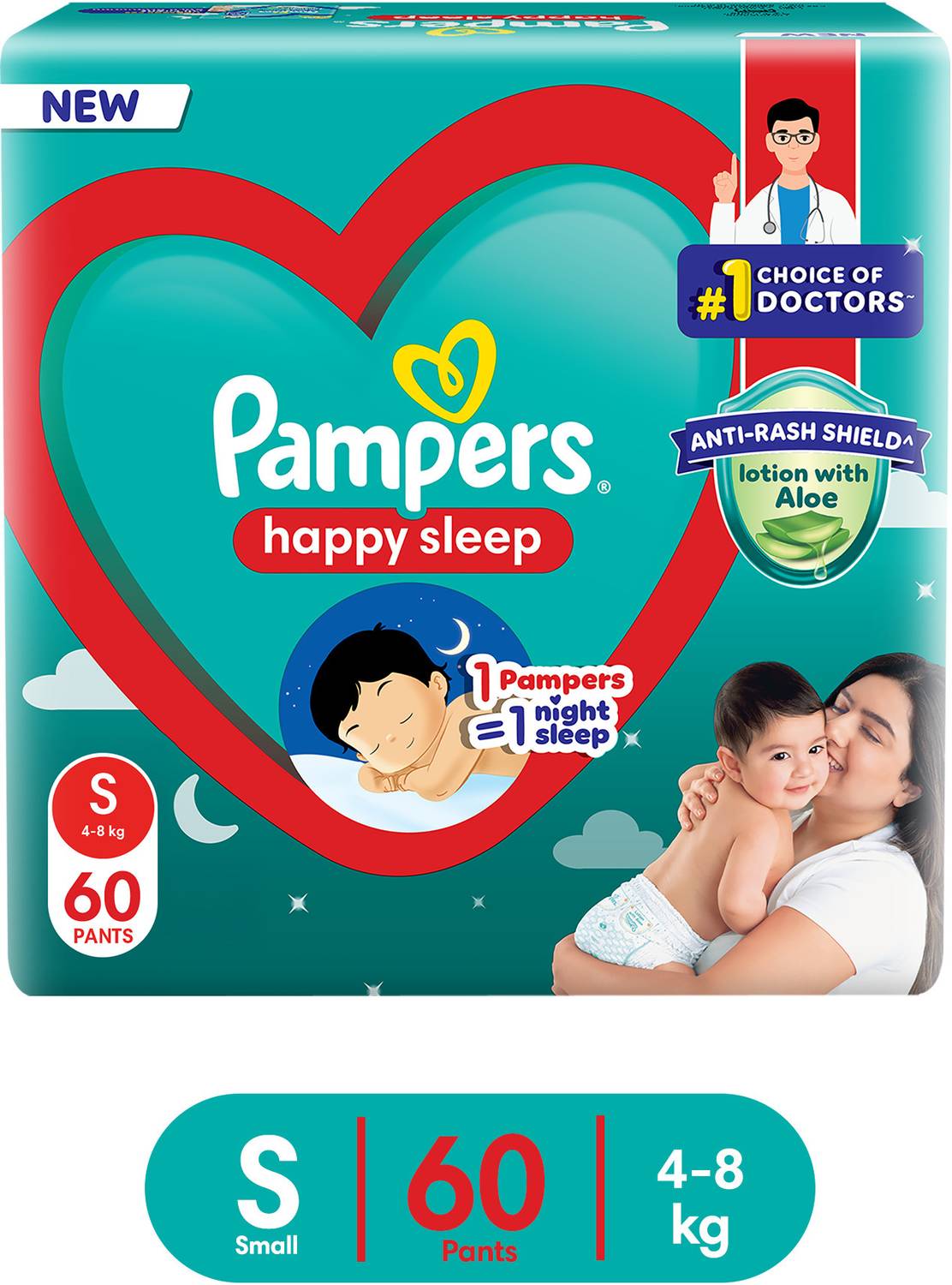 Pampers Happy Sleep Pant Diapers - S (60 Pieces)