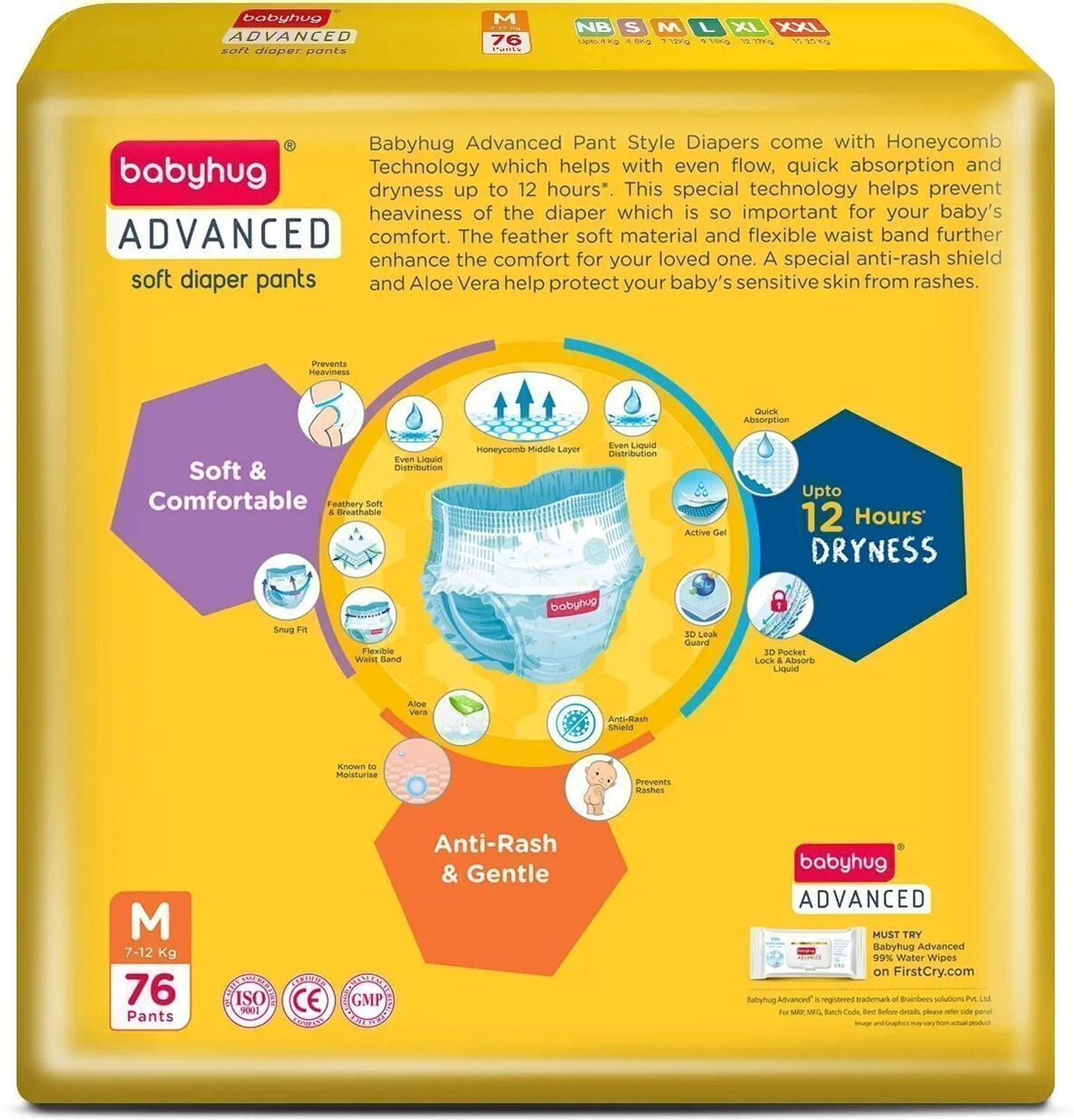 Image of babyhug Advanced Pant Style Diapers Pants ( Medium, 7-12 kg) Pant Diapers - M