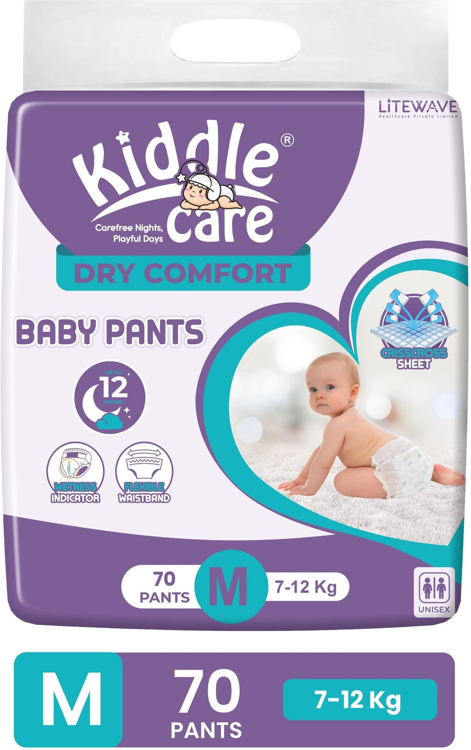 Image of Kiddle Care Dry Comfort Baby Diaper Pants with Wetness Indicator| Medium| 7-12 Kg Pant Diapers - M