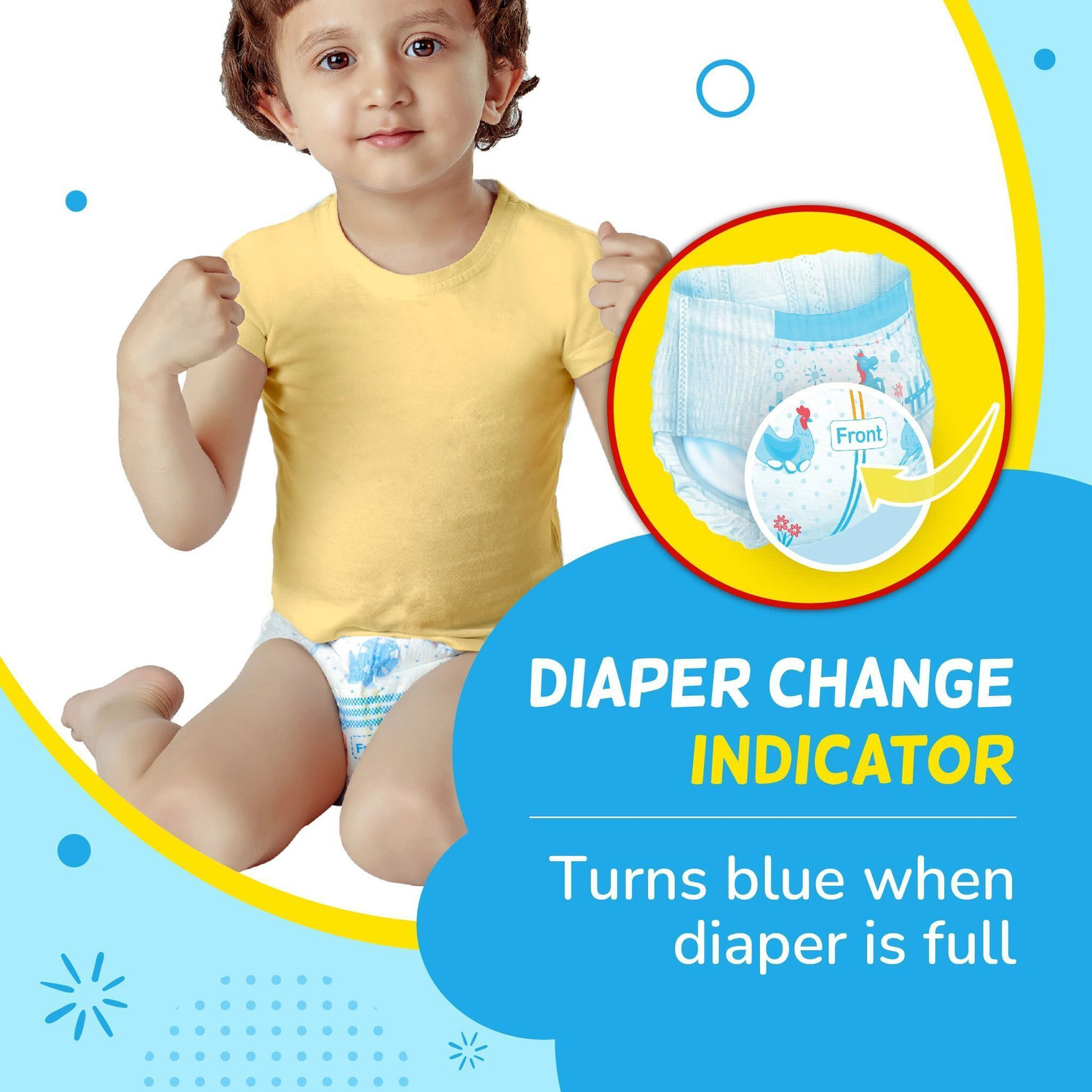 Image of niine Cottony Soft Baby Diaper Pants with Wetness Indicator for Overnight Protection Pant Diapers - XL