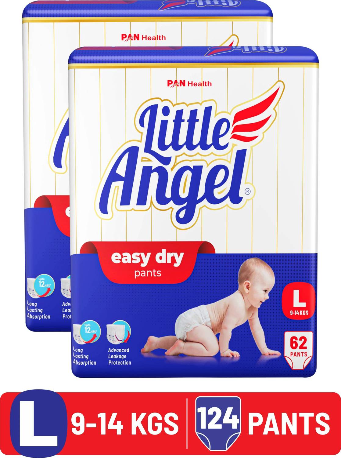 Little Angel Easy Dry Diaper Pants with 12 hrs absorption 62 Coun