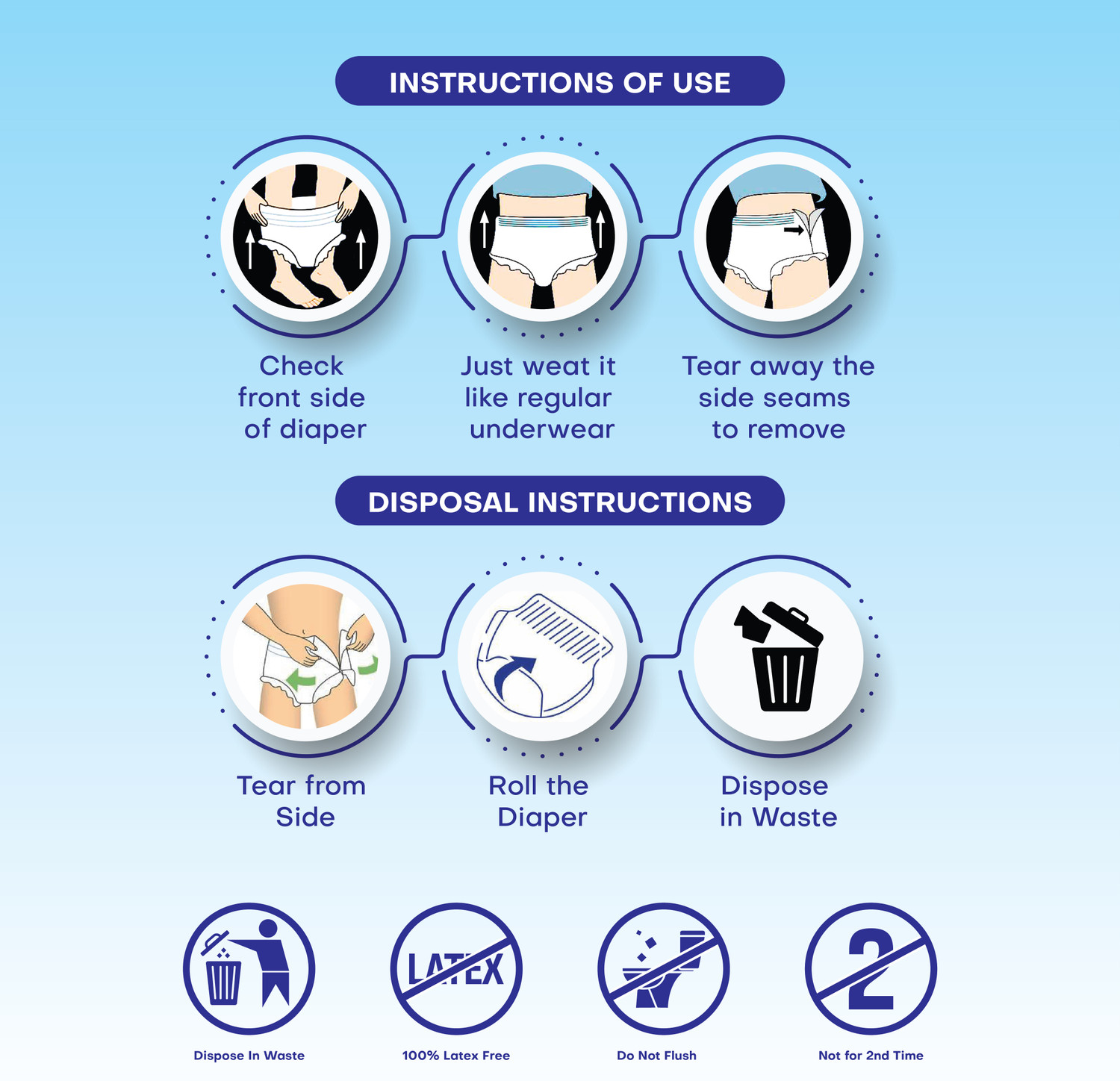 Image of lyficare Classic Pants | Waist Size (30-48 Inch) Adult Diapers - L
