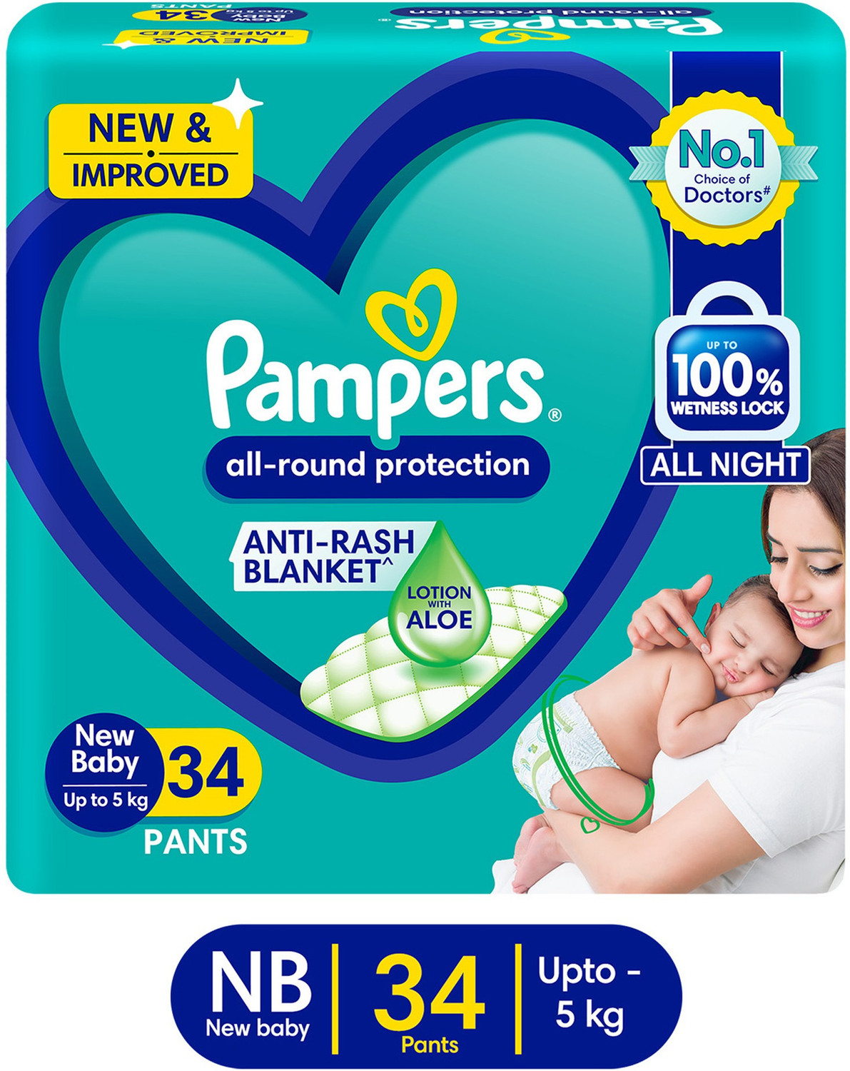 Image of Pampers All round Protection Pants, New Born Pant Diapers - New Born
