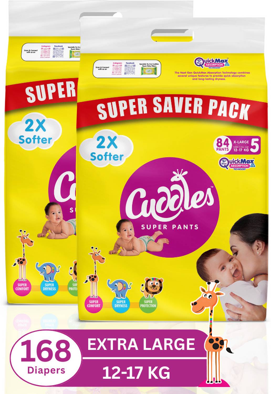 Cuddles - Super Pants Super Saver Pack Pant Style Diaper - XL (16