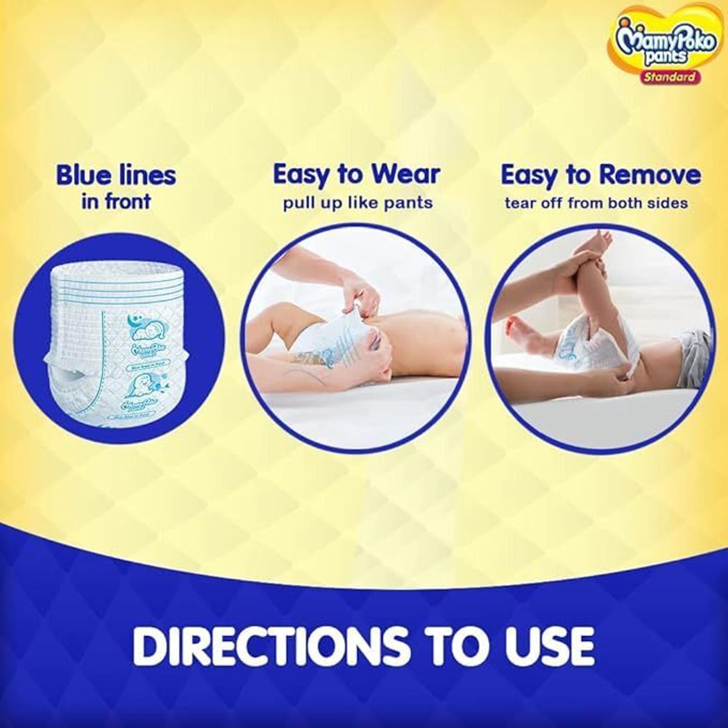 Image of MamyPoko Standard Pants Style Diaper upto 10 Hours Pack of 64 M223 Pant Diapers - M