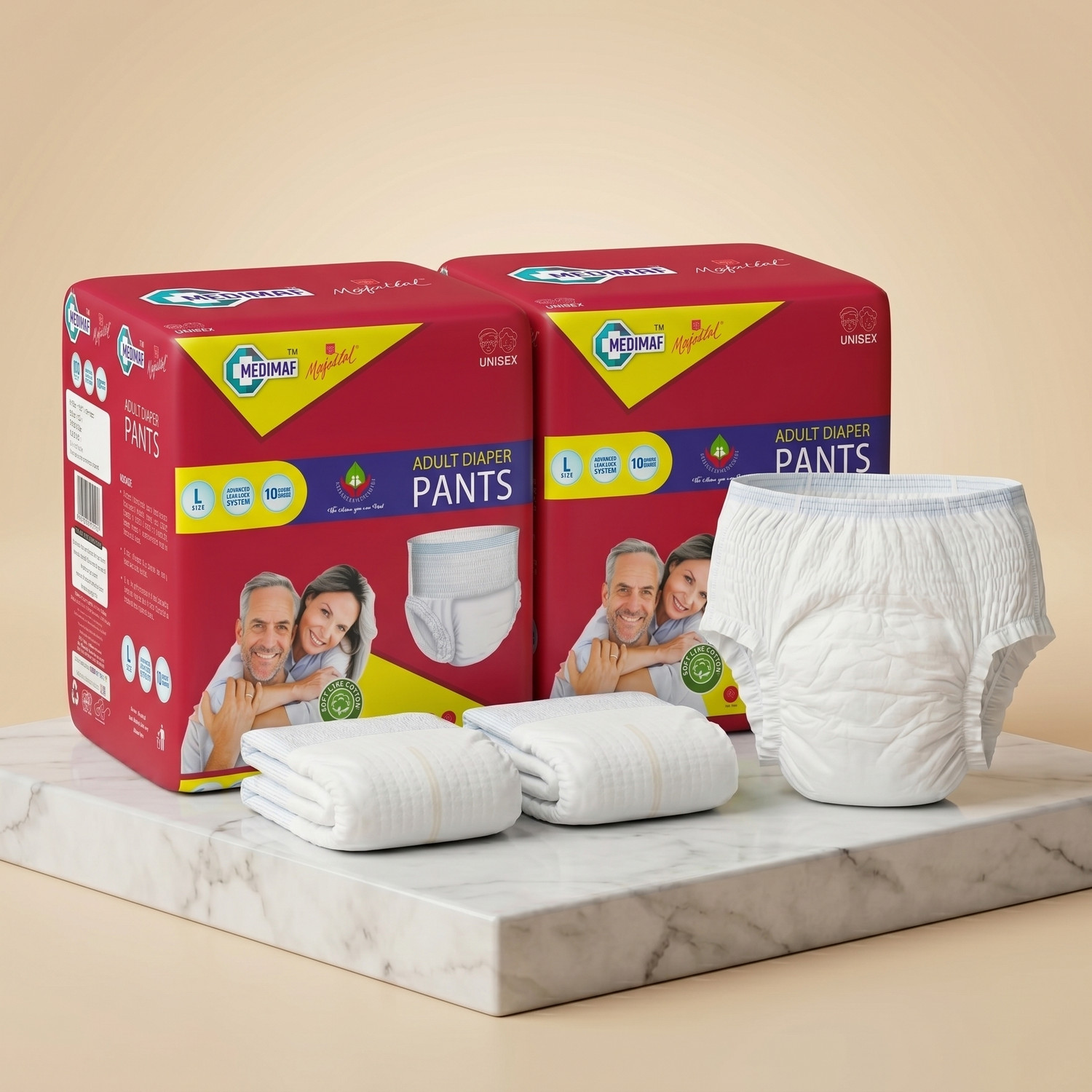 Image of MEDIMAF by MAFATLAL Adult Diapers Pants - 20 Count (Large) Adult Diapers - L