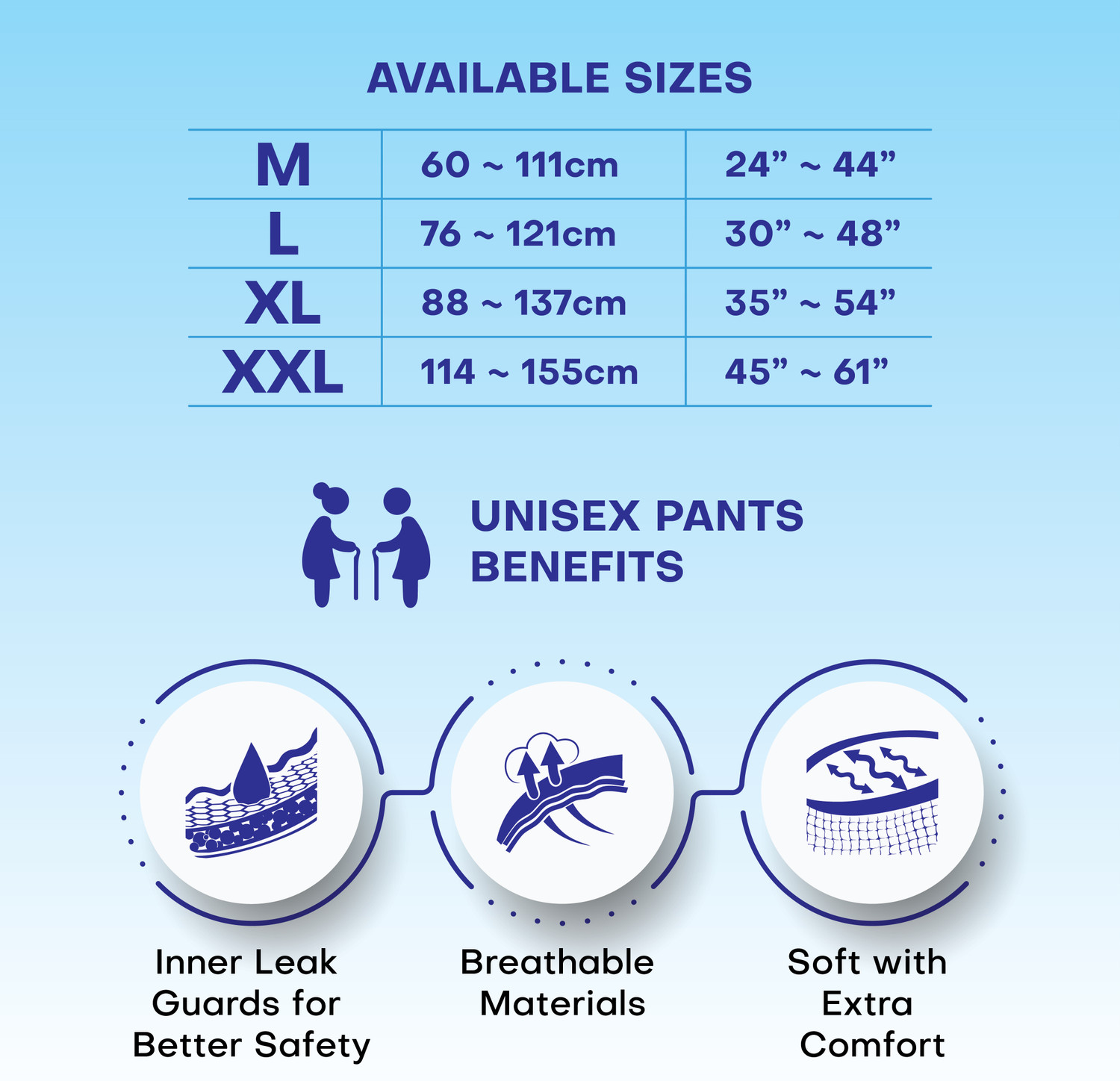 Image of lyficare Classic Pants | Waist Size (30-48 Inch) Adult Diapers - L