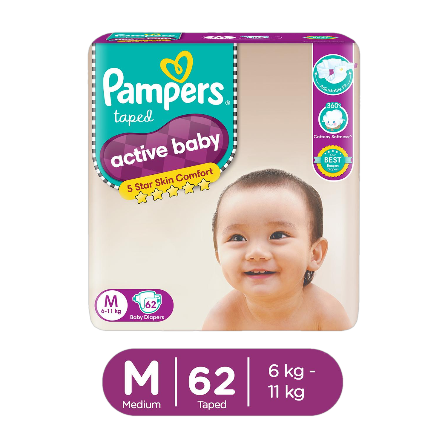 Pampers Active Baby Tape Diapers - M