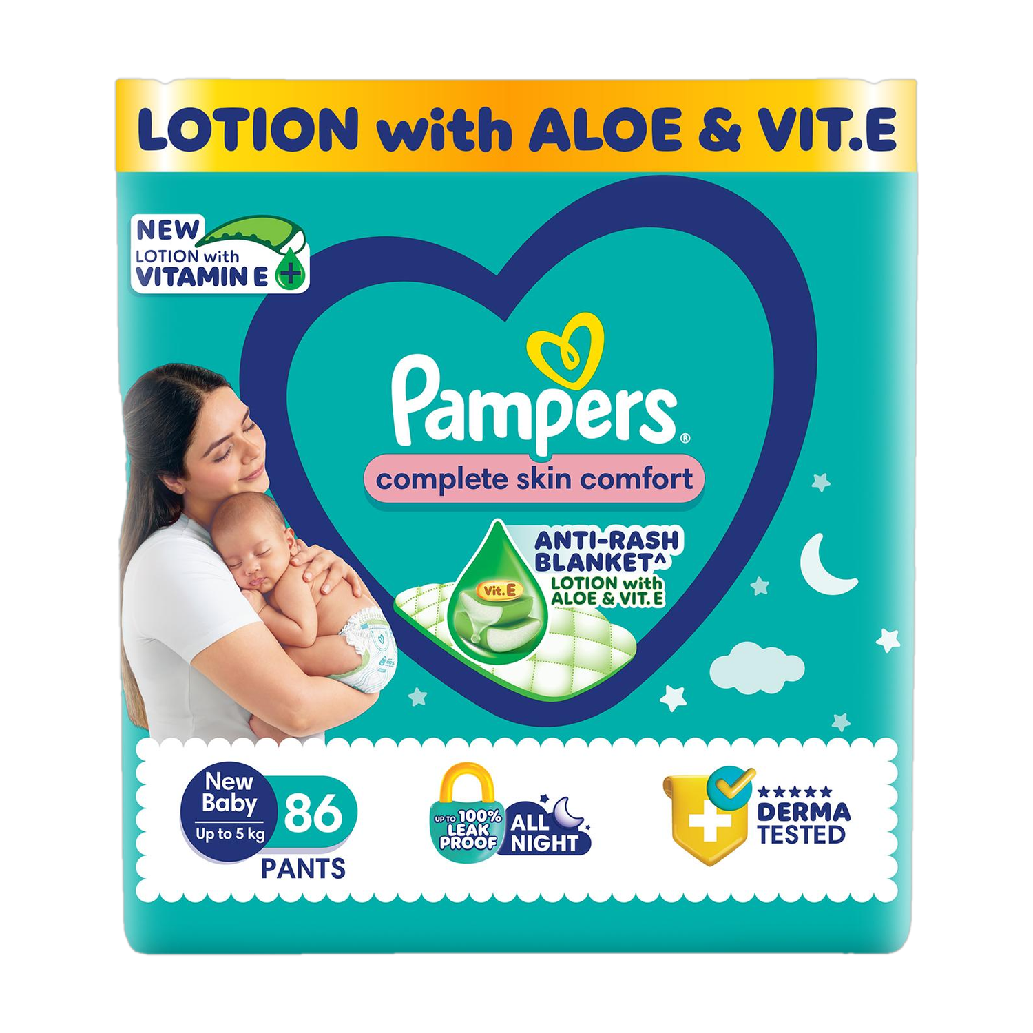 Pampers Complete Skin Comfort with VitaminE & Aloe Vera Lotion Pant Diapers - New Born