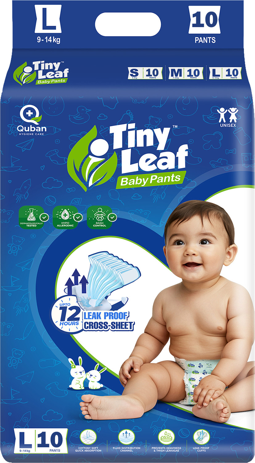 Image of Tiny Leaf Baby Diaper Pants with 12hrs Absorption, Leak-Proof | Large (9-14kg), Pack Of 1 Pant Diapers - L
