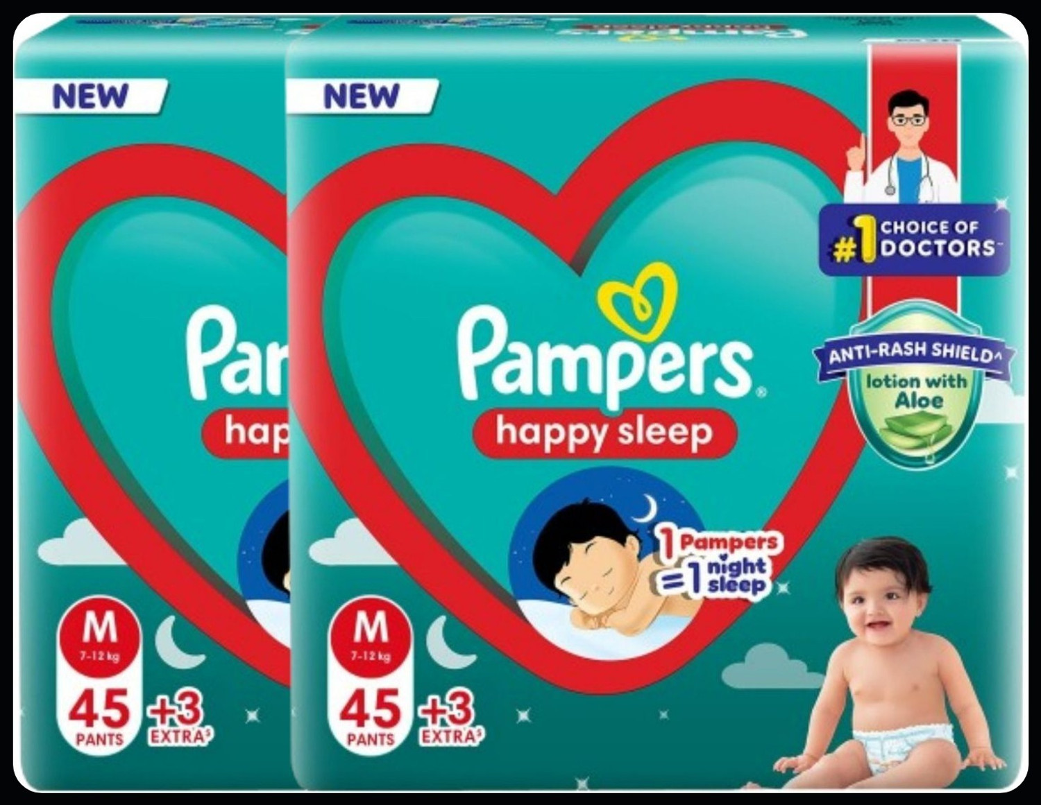 Image of Pampers Baby Diapers-M Size(Pack of 2)-25N768 Pant Diapers - M