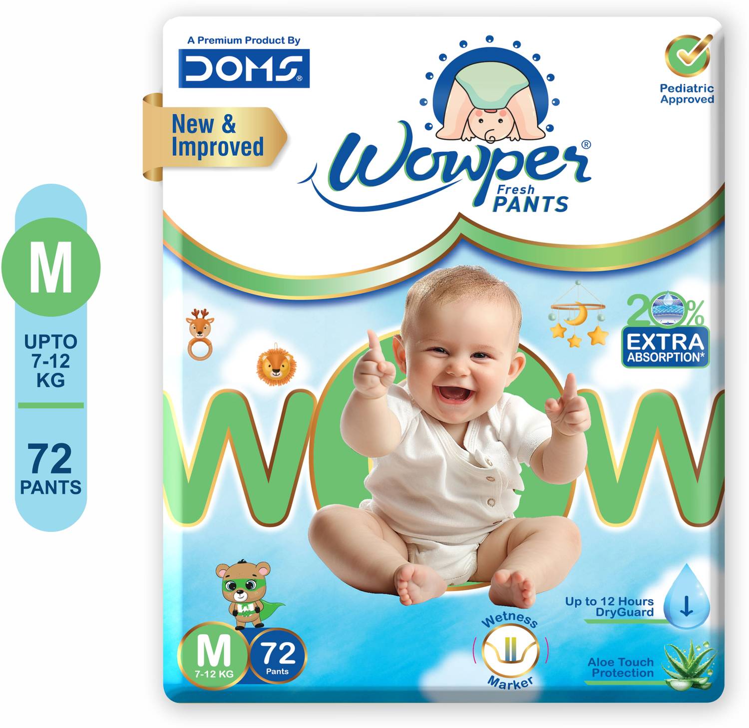 Wowper Baby Diaper Pants Medium Size Diapers up to 12 hrs Absor